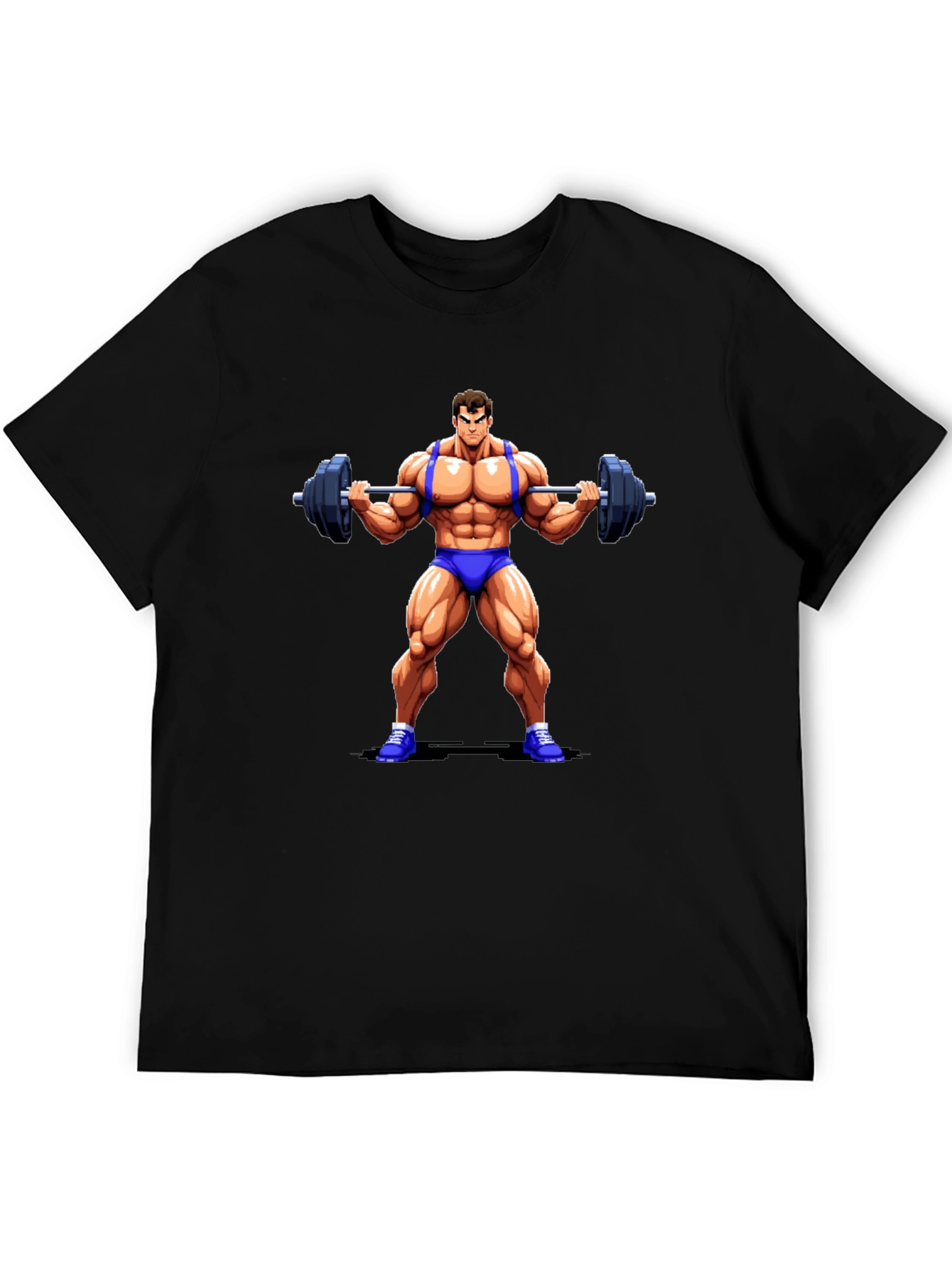 Cartoon Bodybuilder Black T-Shirt