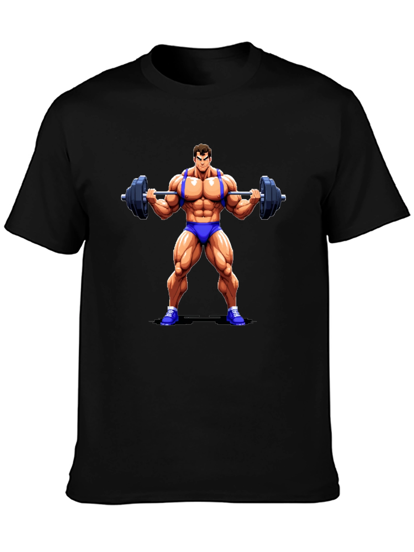 Cartoon Bodybuilder Black T-Shirt