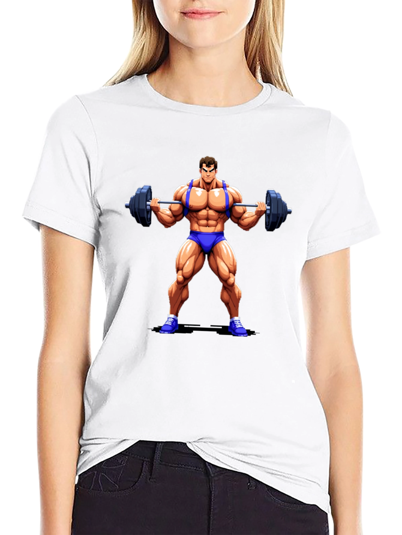 Cartoon Bodybuilder Black T-Shirt
