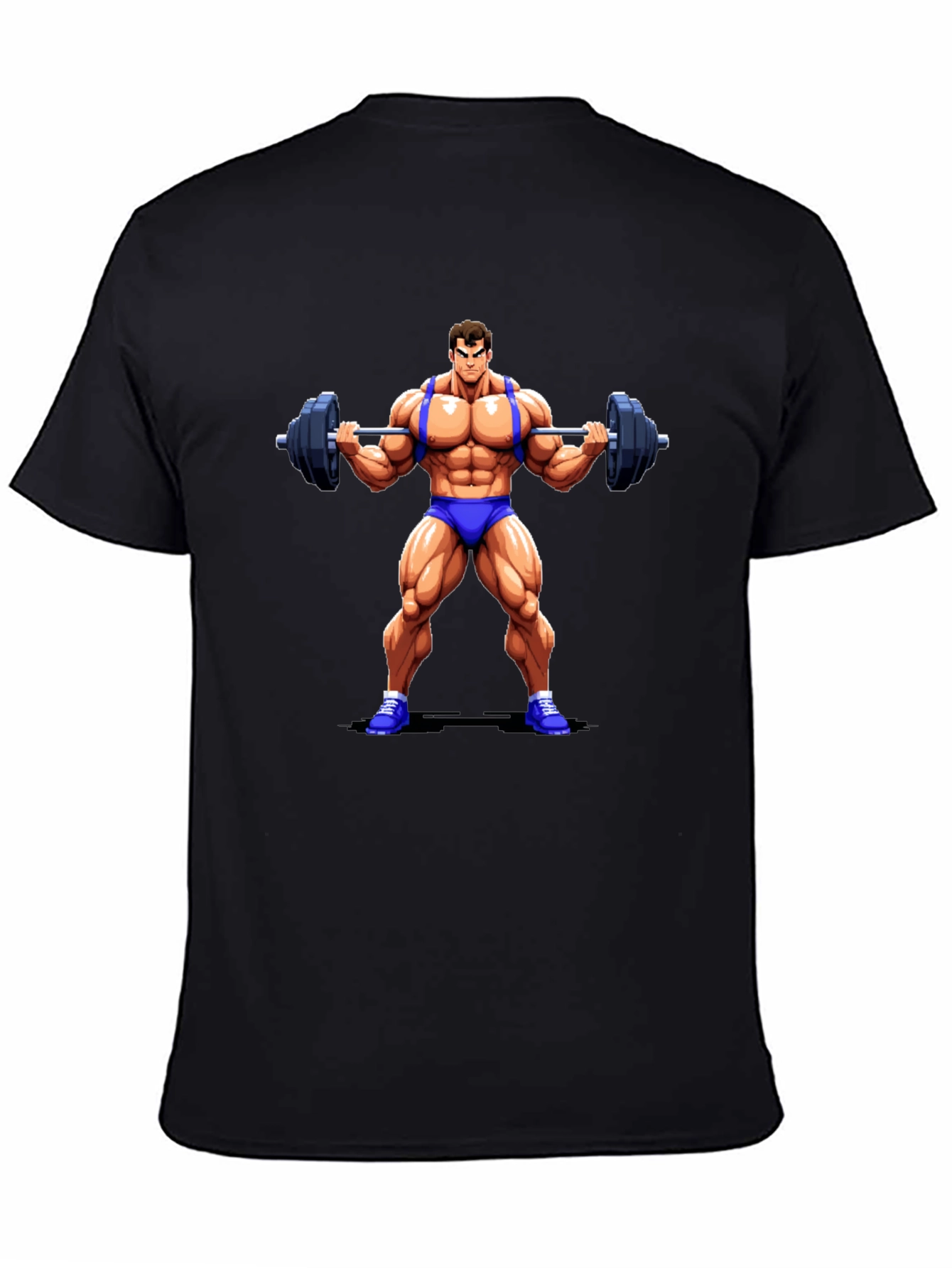 Cartoon Bodybuilder Black T-Shirt