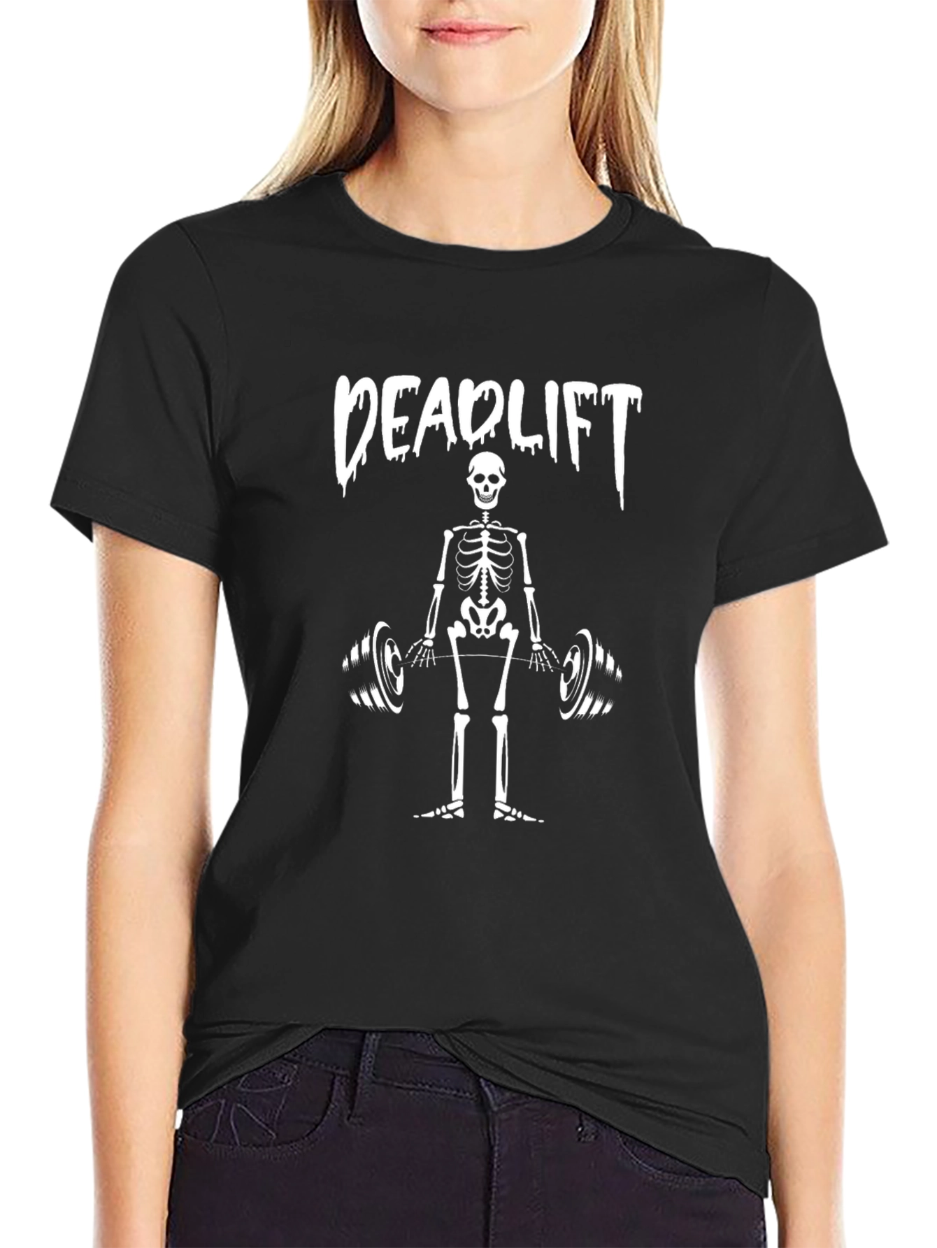 Deadlift Skeleton Graphic Tee - Black