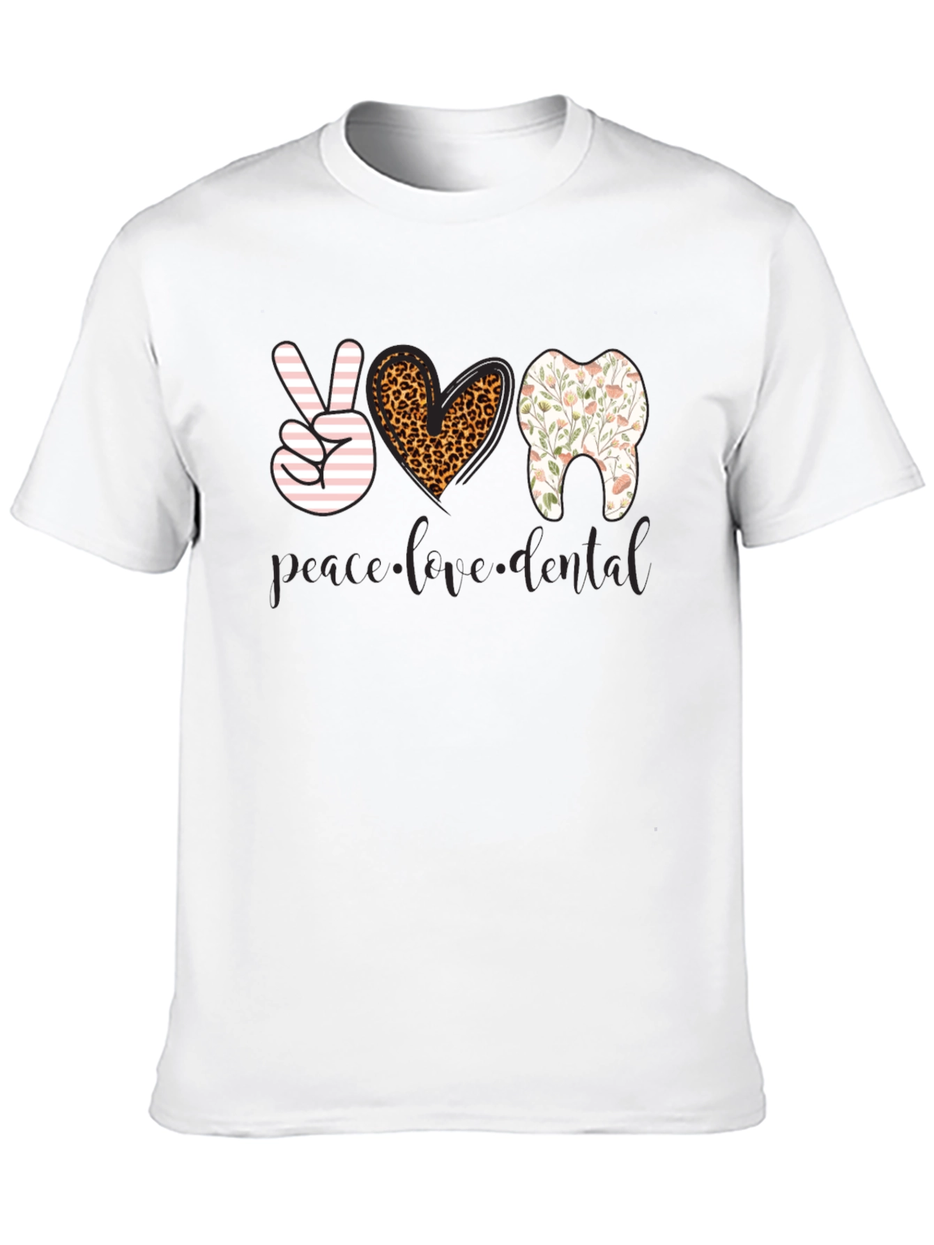 Peace Love Dental T-Shirt - Black Cotton Tee
