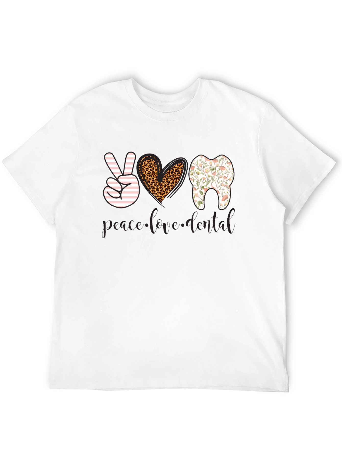 Peace Love Dental T-Shirt - Black Cotton Tee