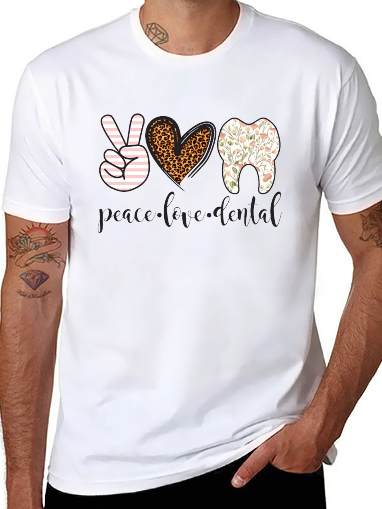 Peace Love Dental T-Shirt - Black Cotton Tee