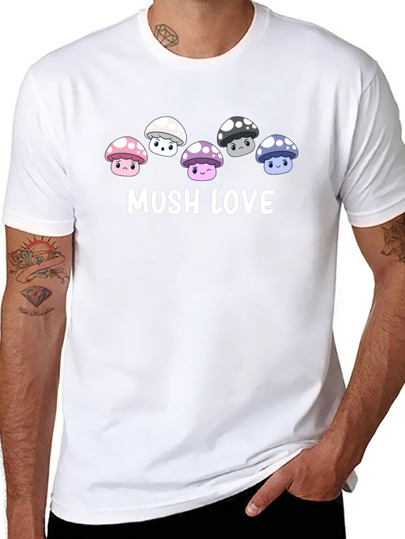 Mushroom Love Graphic Tee - Cute Cartoon Fungi T-Shirt