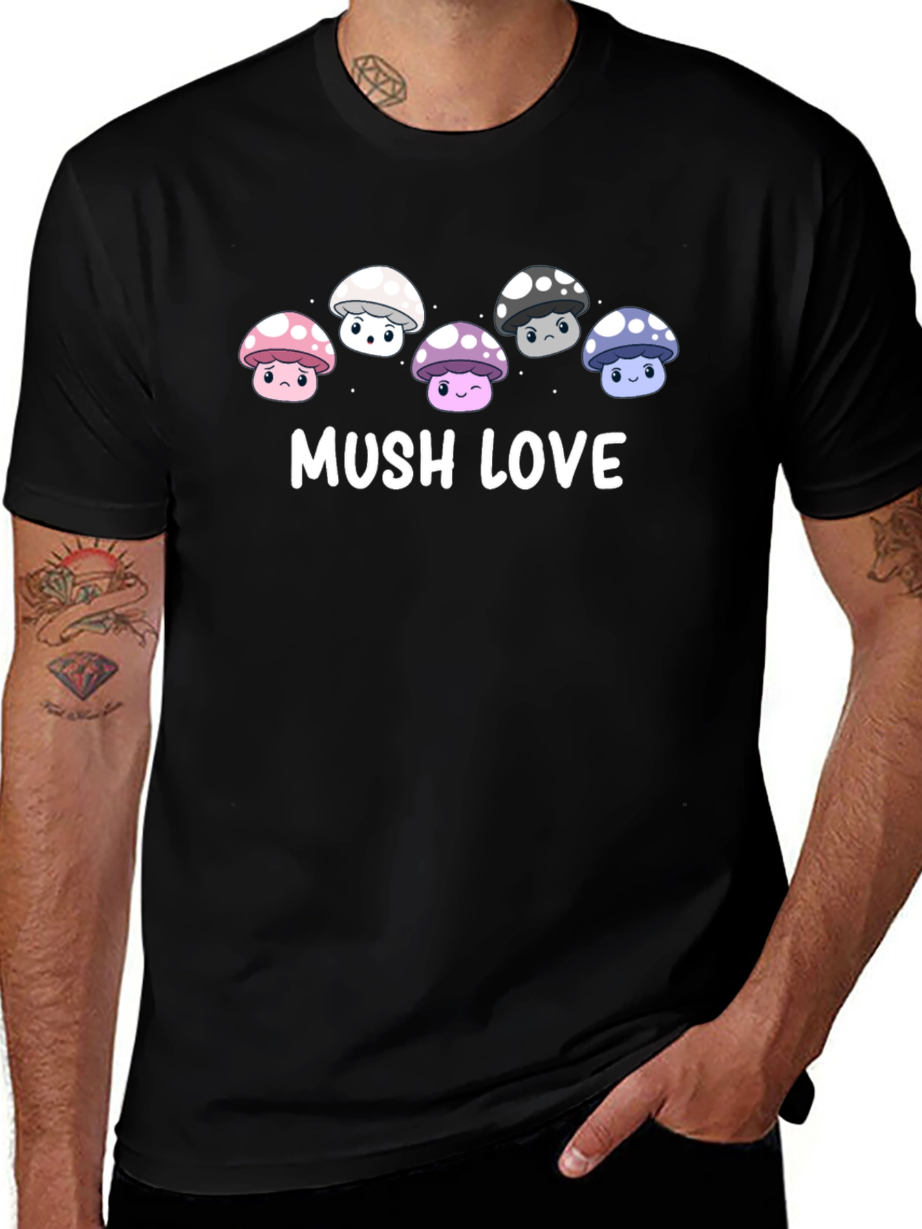 Mushroom Love Graphic Tee - Cute Cartoon Fungi T-Shirt