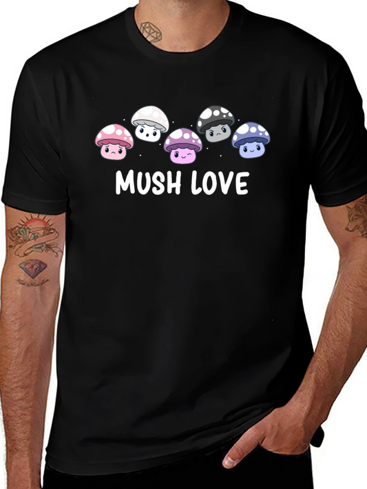Mushroom Love Graphic Tee - Cute Cartoon Fungi T-Shirt
