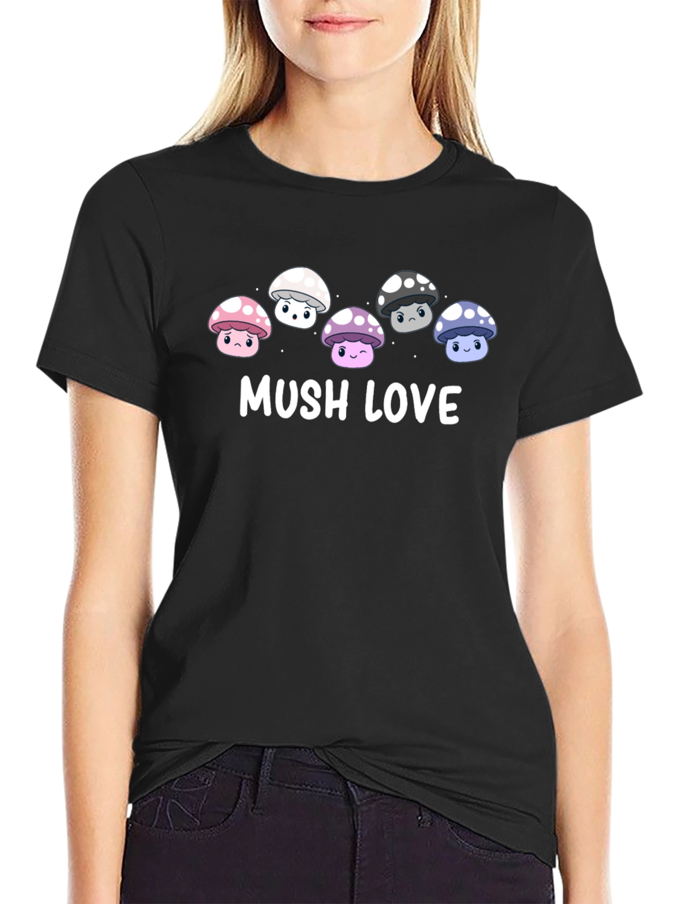 Mushroom Love Graphic Tee - Cute Cartoon Fungi T-Shirt