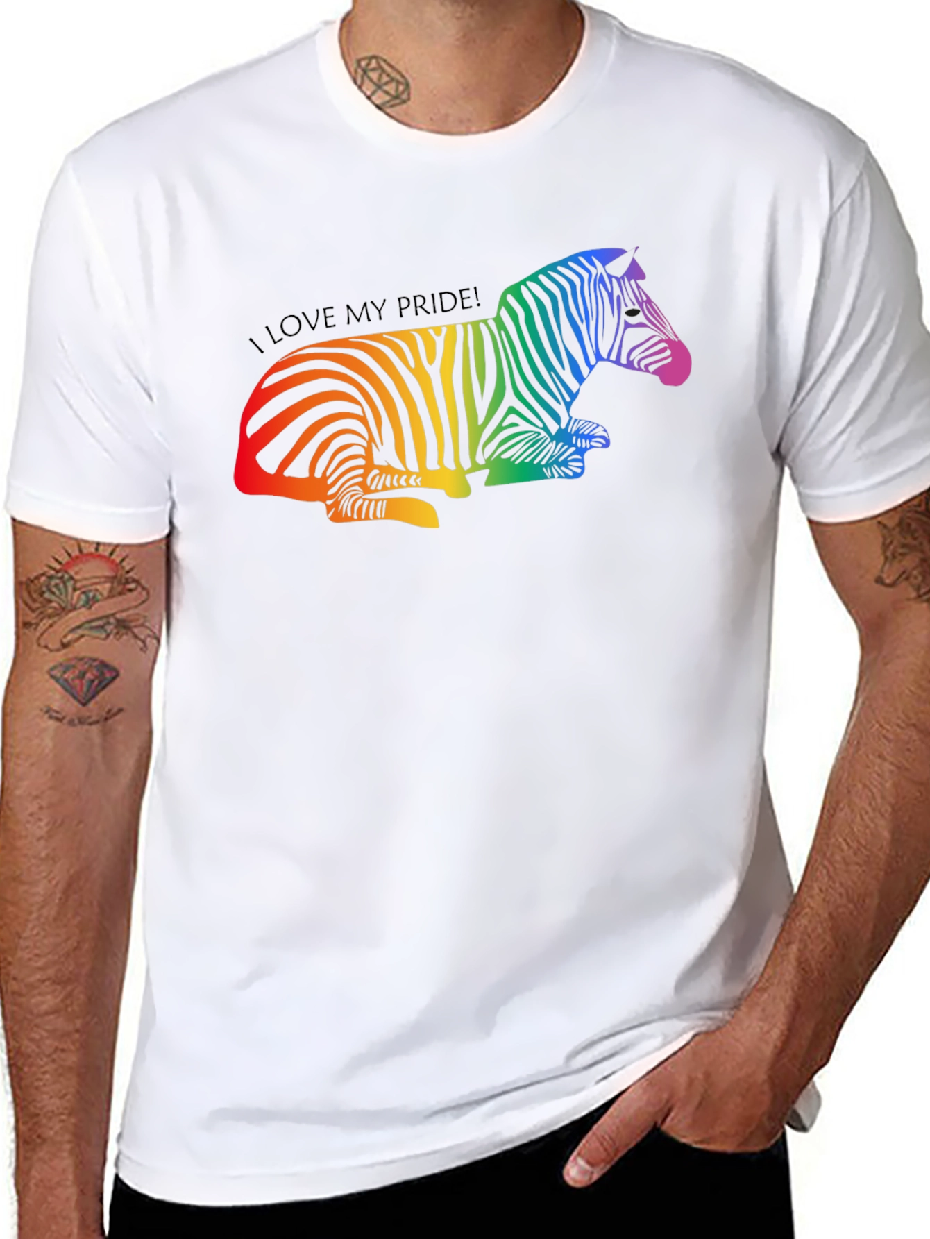 Rainbow Pride Zebra Graphic Tee - Stylish Unisex T-Shirt