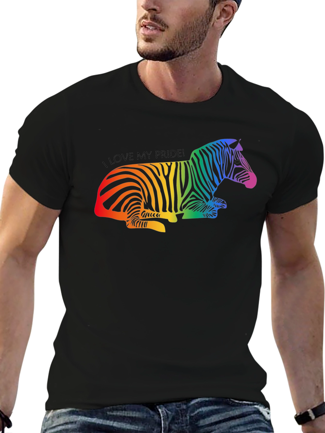 Rainbow Pride Zebra Graphic Tee - Stylish Unisex T-Shirt