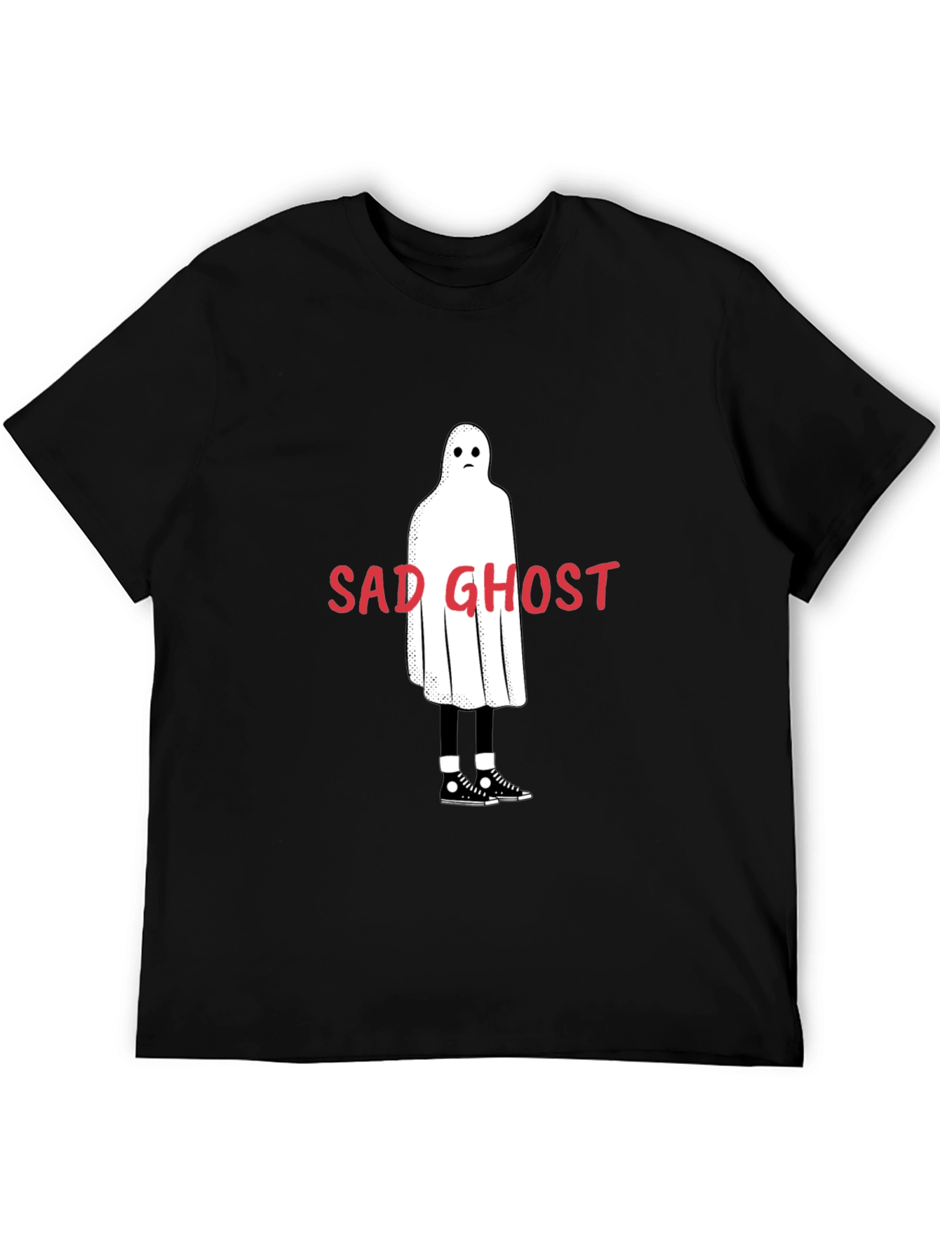 Sad Ghost Graphic T-Shirt - Mens Black Tee