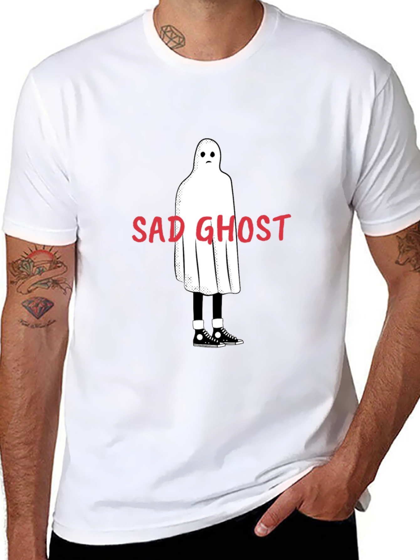Sad Ghost Graphic T-Shirt - Mens Black Tee