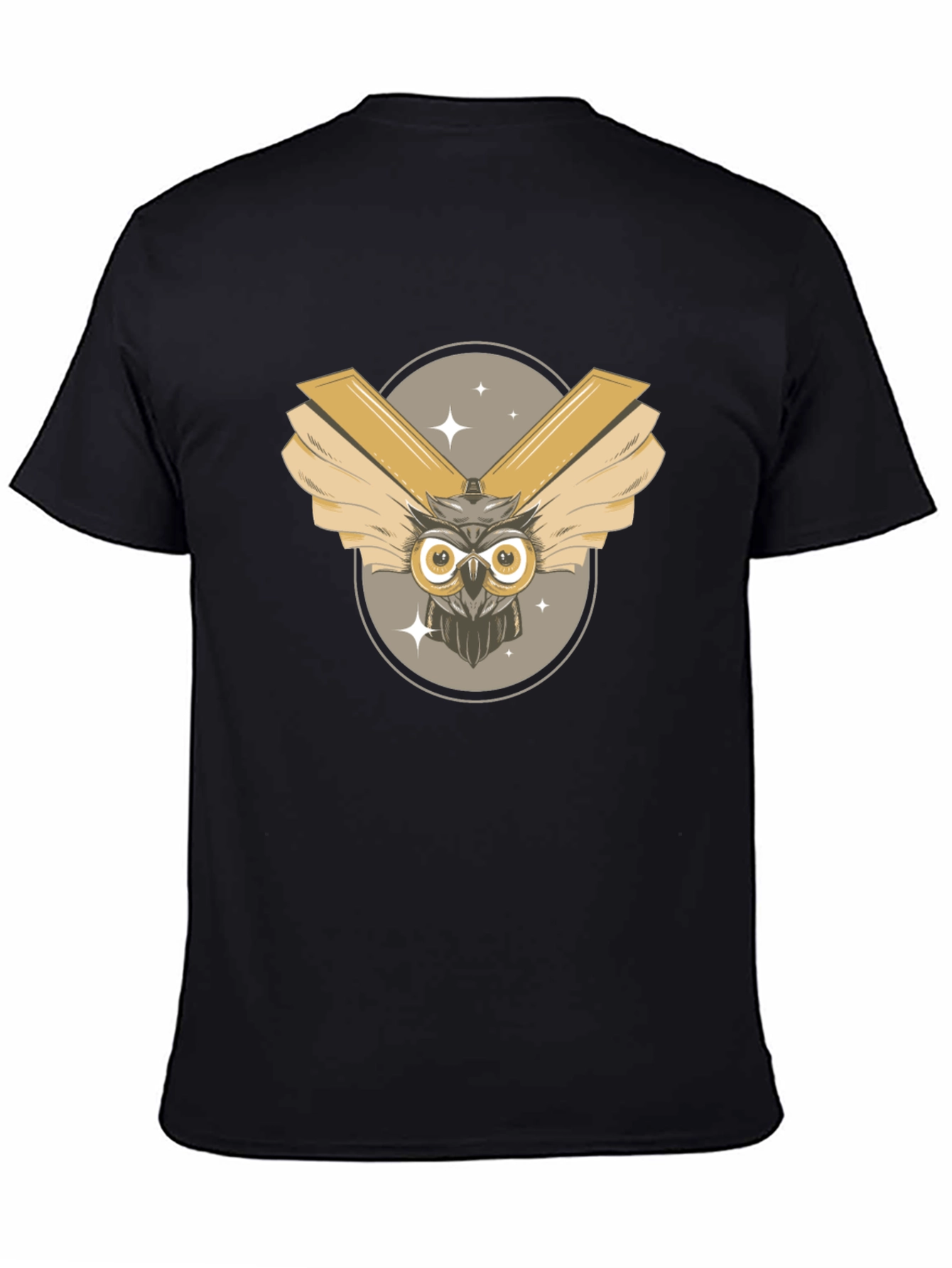 Owl Graphic Print Black T-Shirt