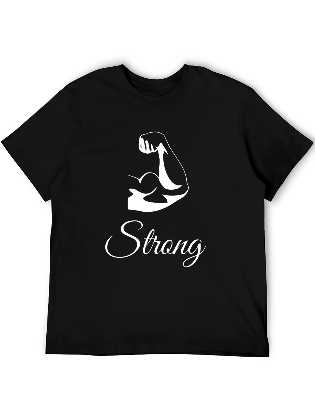 Strong Graphic Tee - Black Cotton Crew Neck