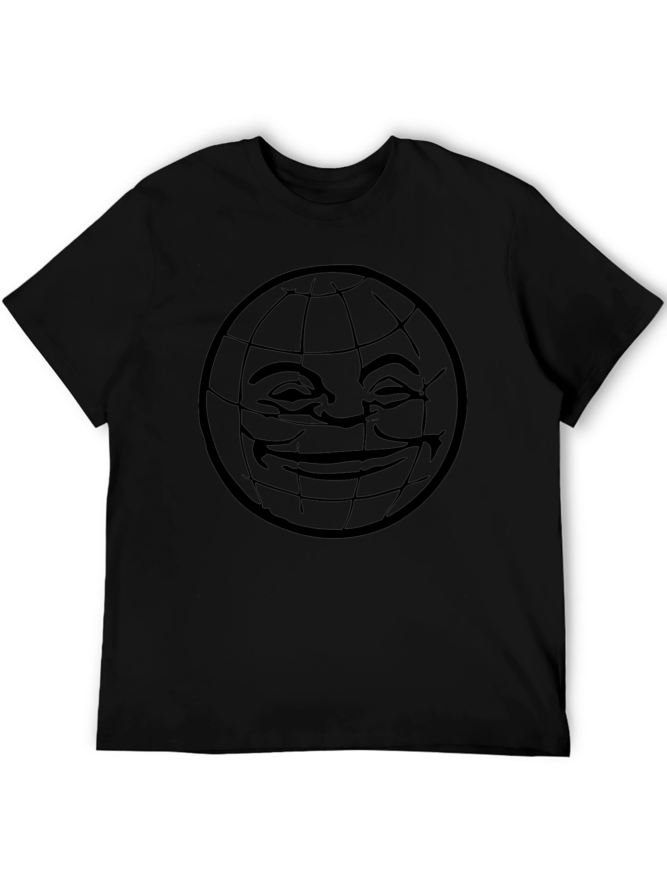 Smiley Globe Graphic Tee - Black Comfort Fit
