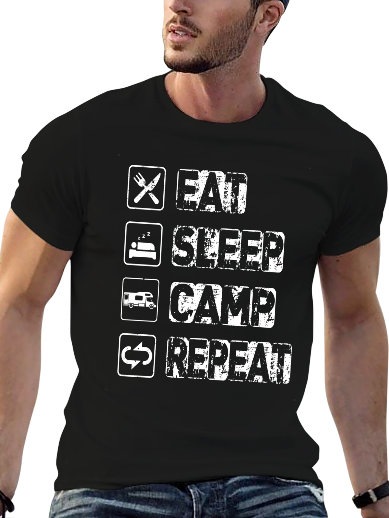 Eat Sleep Camp Repeat Graphic Tee