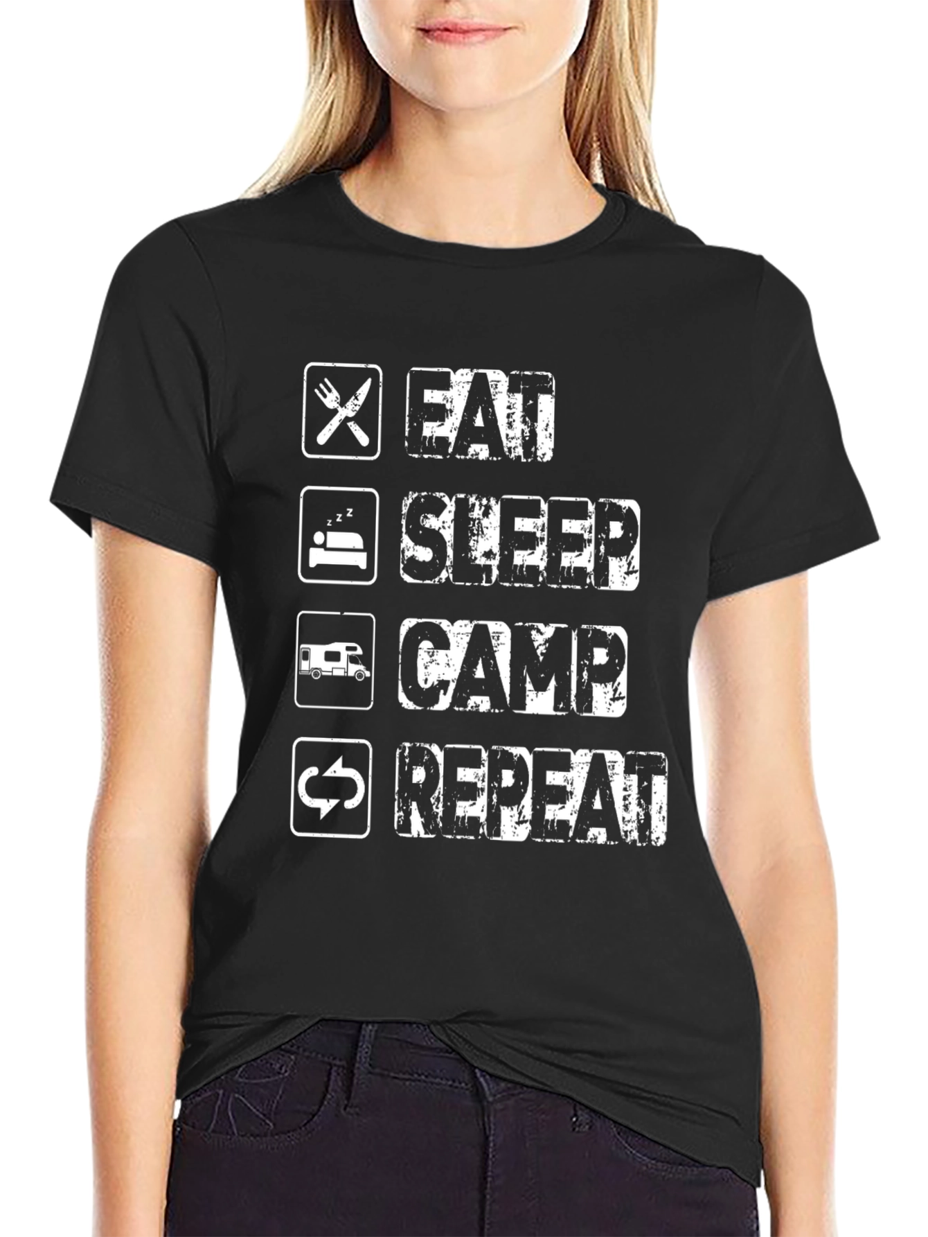 Eat Sleep Camp Repeat Graphic Tee