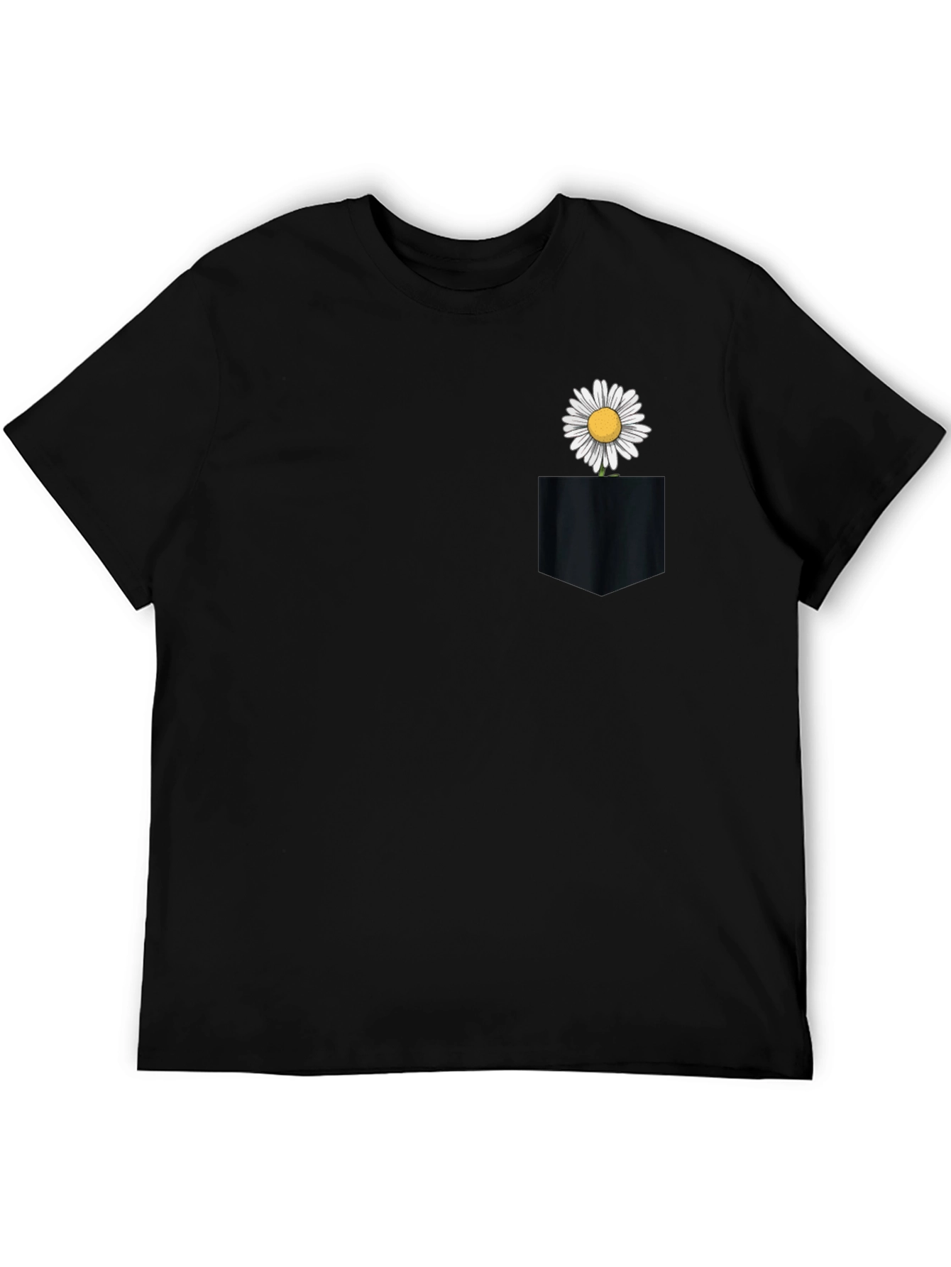 Daisy Pocket Tee - Black Cotton Casual