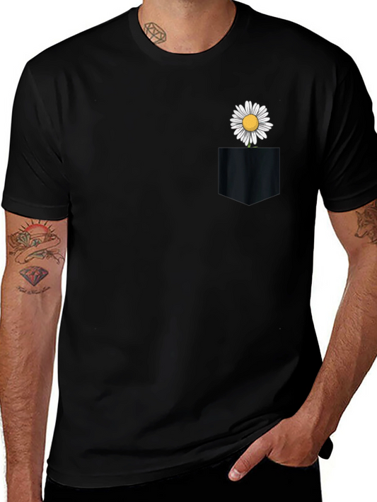Daisy Pocket Tee - Black Cotton Casual