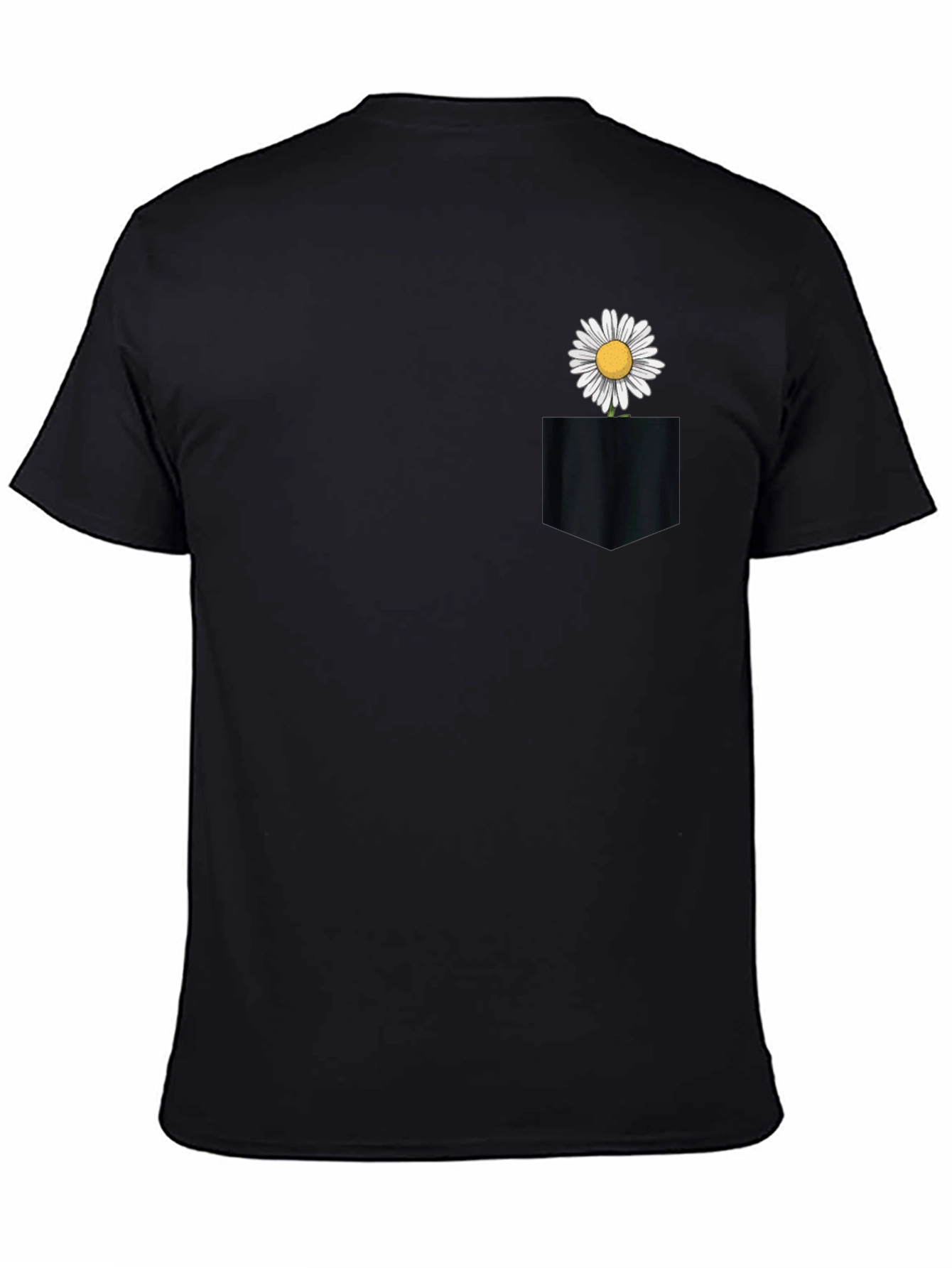 Daisy Pocket Tee - Black Cotton Casual