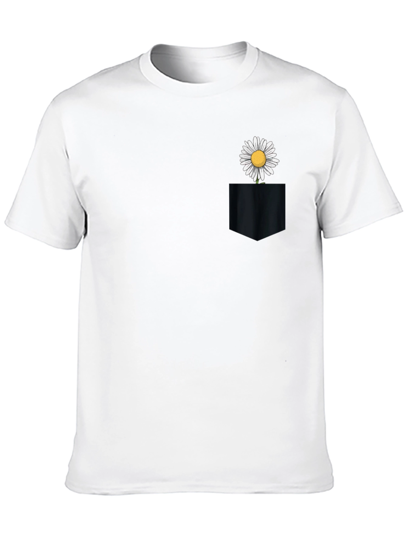 Daisy Pocket Tee - Black Cotton Casual