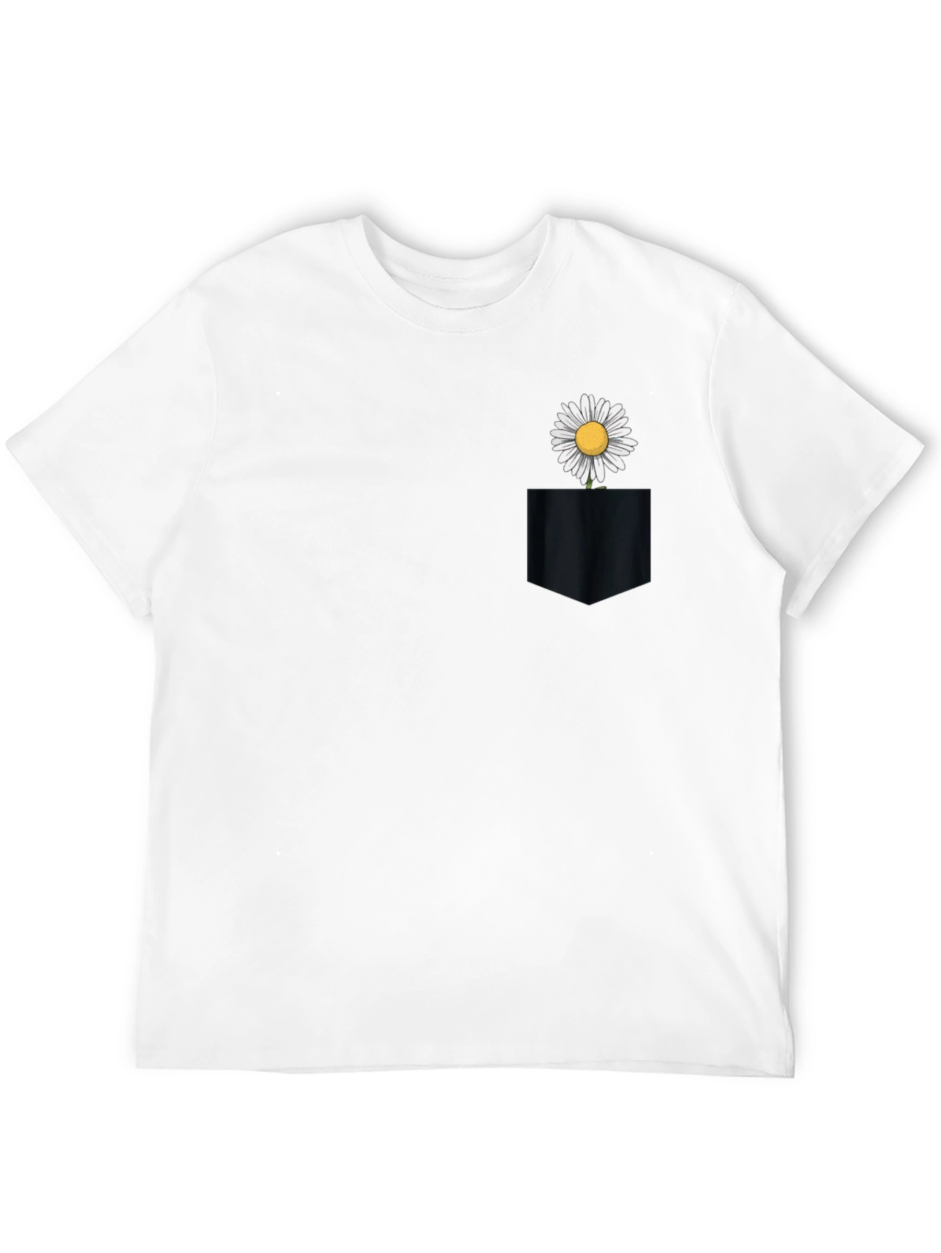 Daisy Pocket Tee - Black Cotton Casual