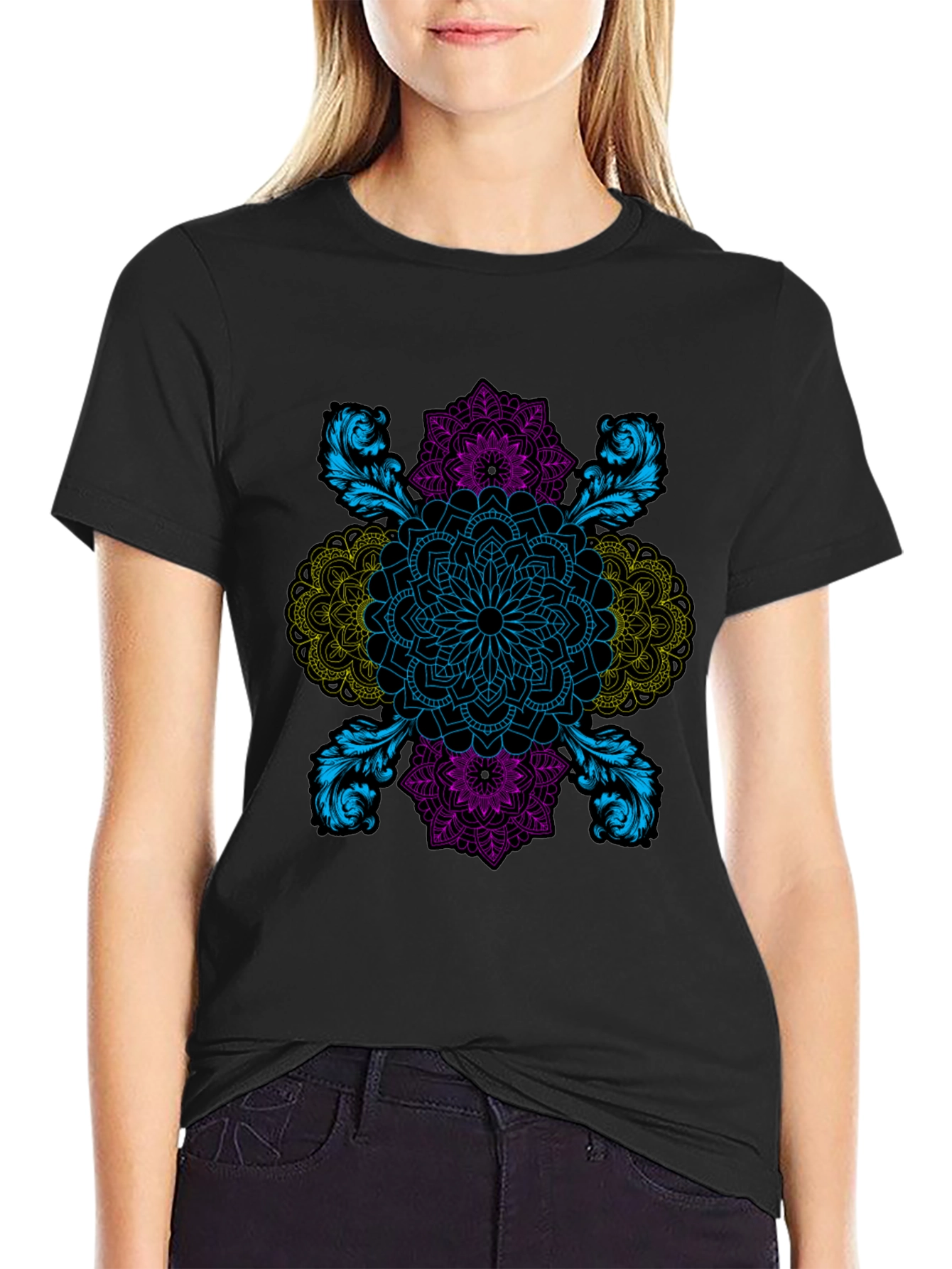Intricate Mandala Graphic Black T-Shirt