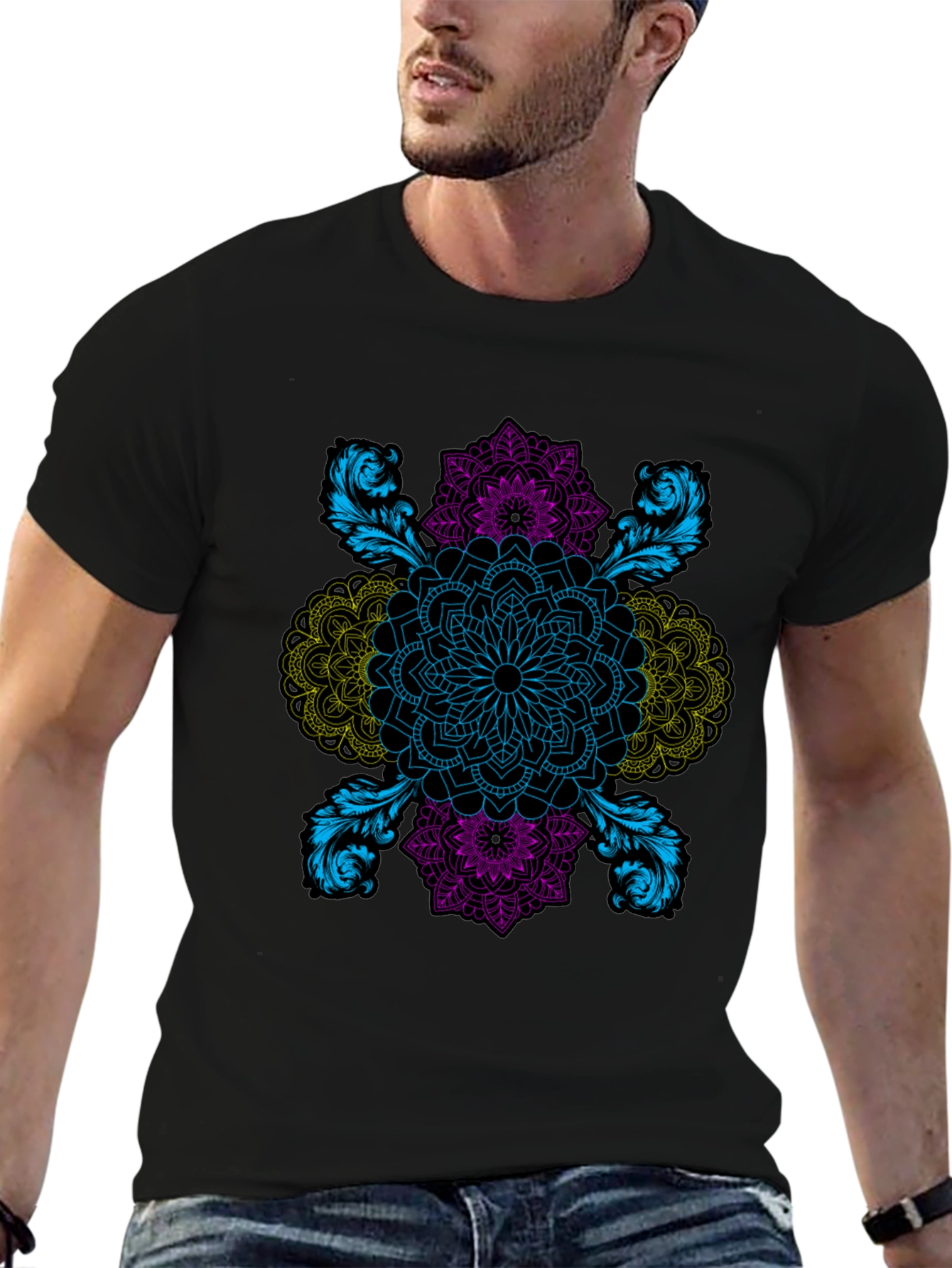Intricate Mandala Graphic Black T-Shirt