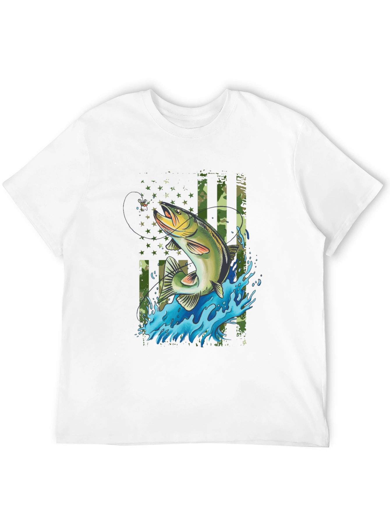 Fishing T-Shirt - American Flag Bass Design