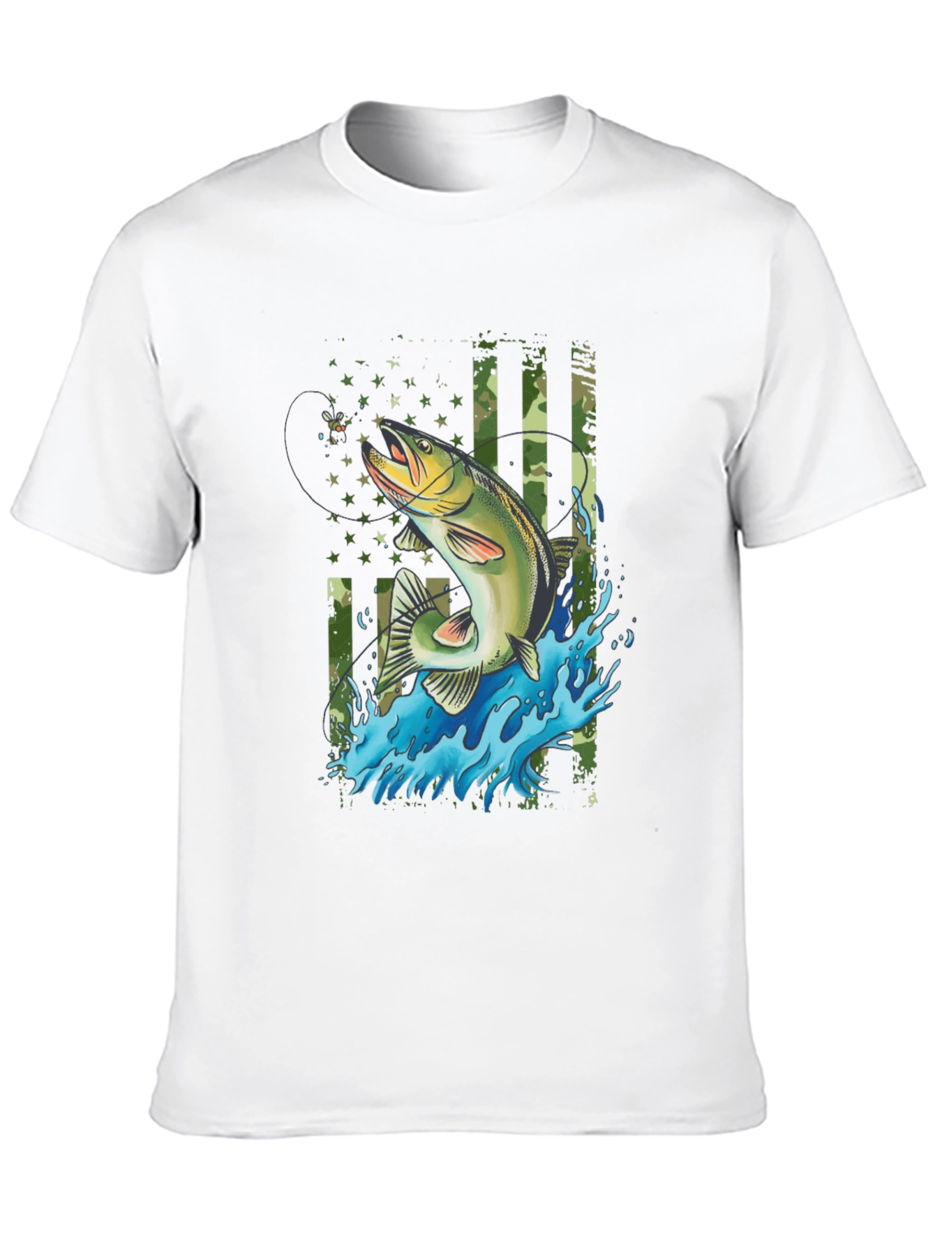 Fishing T-Shirt - American Flag Bass Design