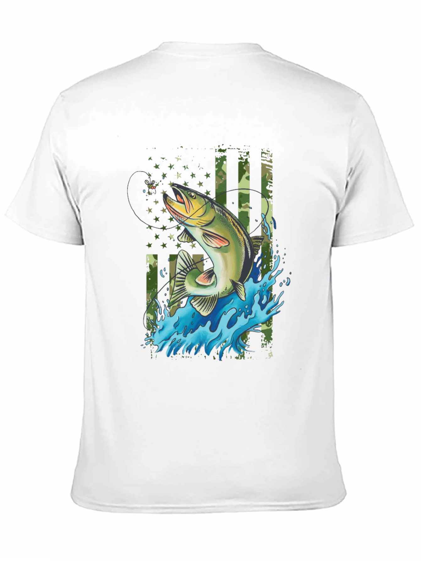 Fishing T-Shirt - American Flag Bass Design