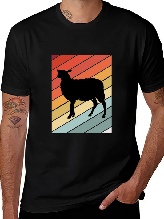 Retro Sheep Graphic Tee - Mens Black T-Shirt