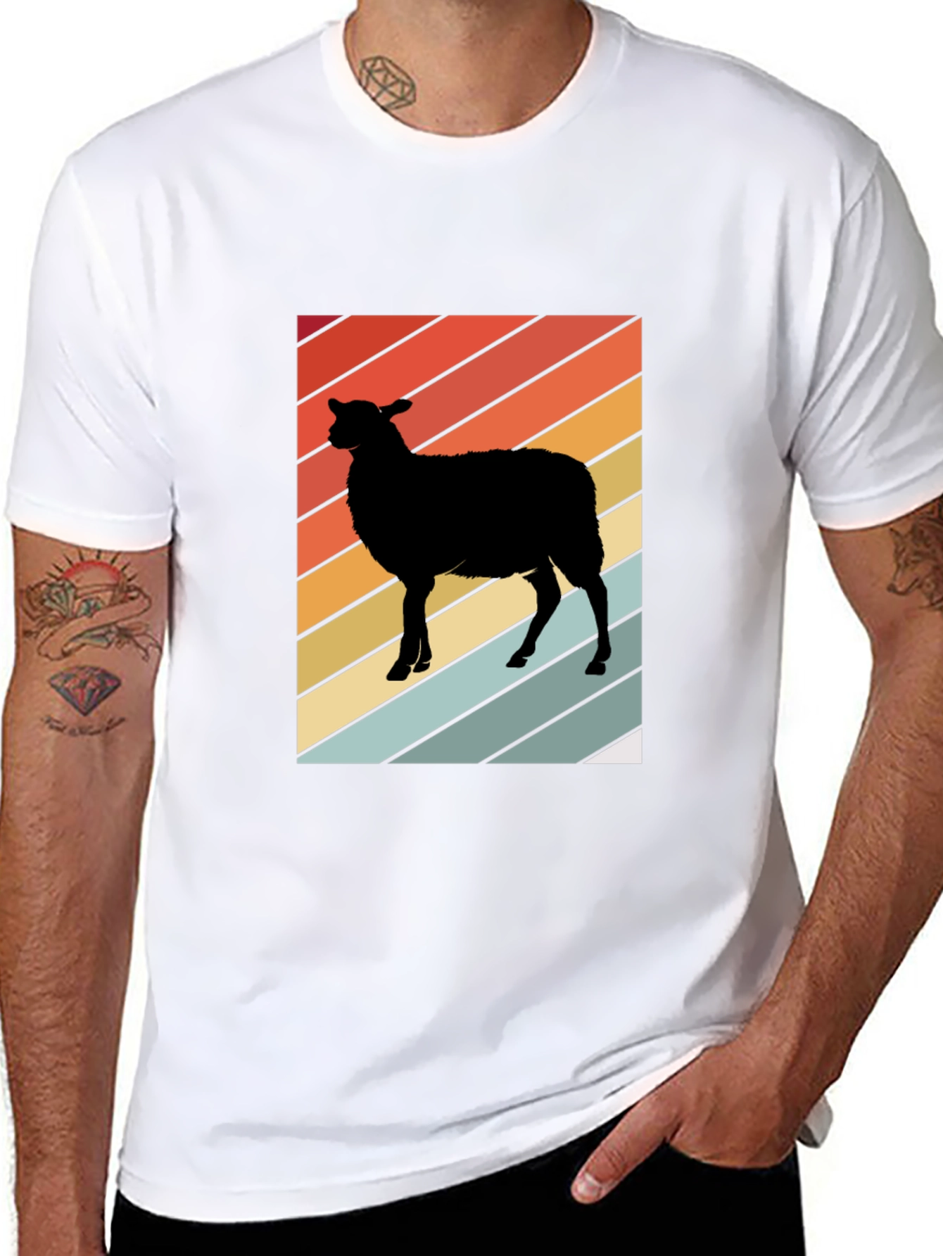 Retro Sheep Graphic Tee - Mens Black T-Shirt