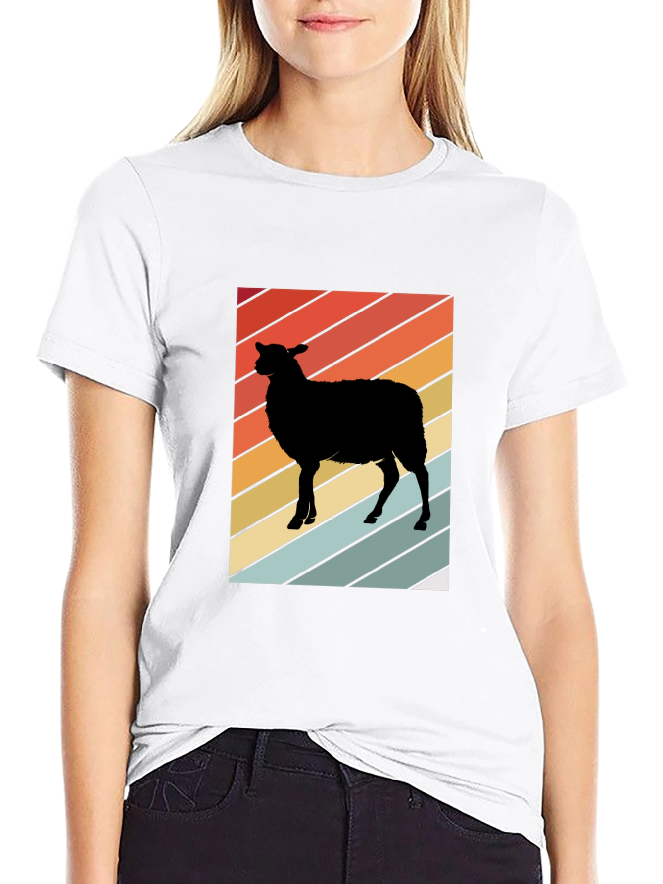 Retro Sheep Graphic Tee - Mens Black T-Shirt