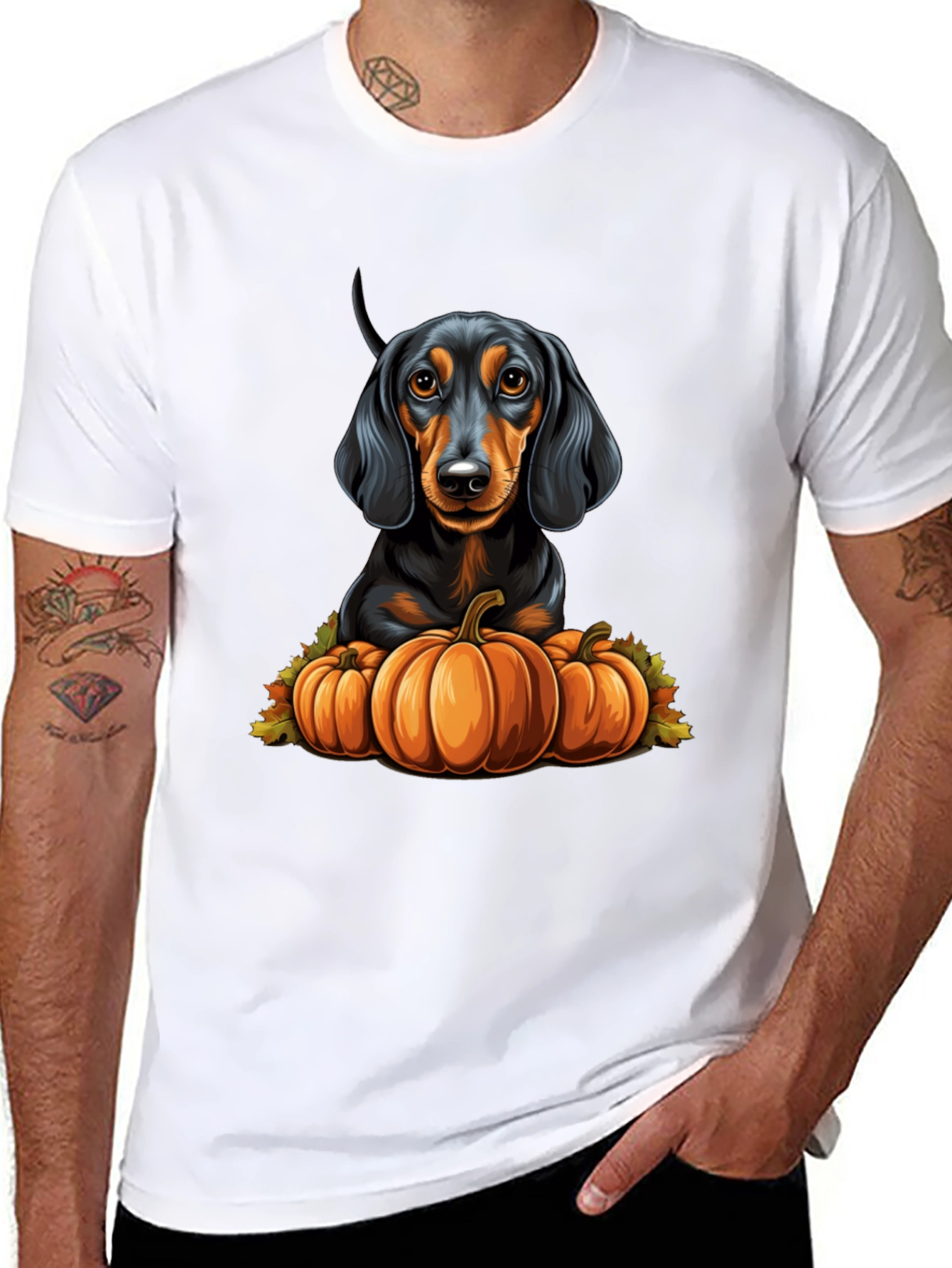 Dachshund Pumpkin T-Shirt - Autumn Dog Tee