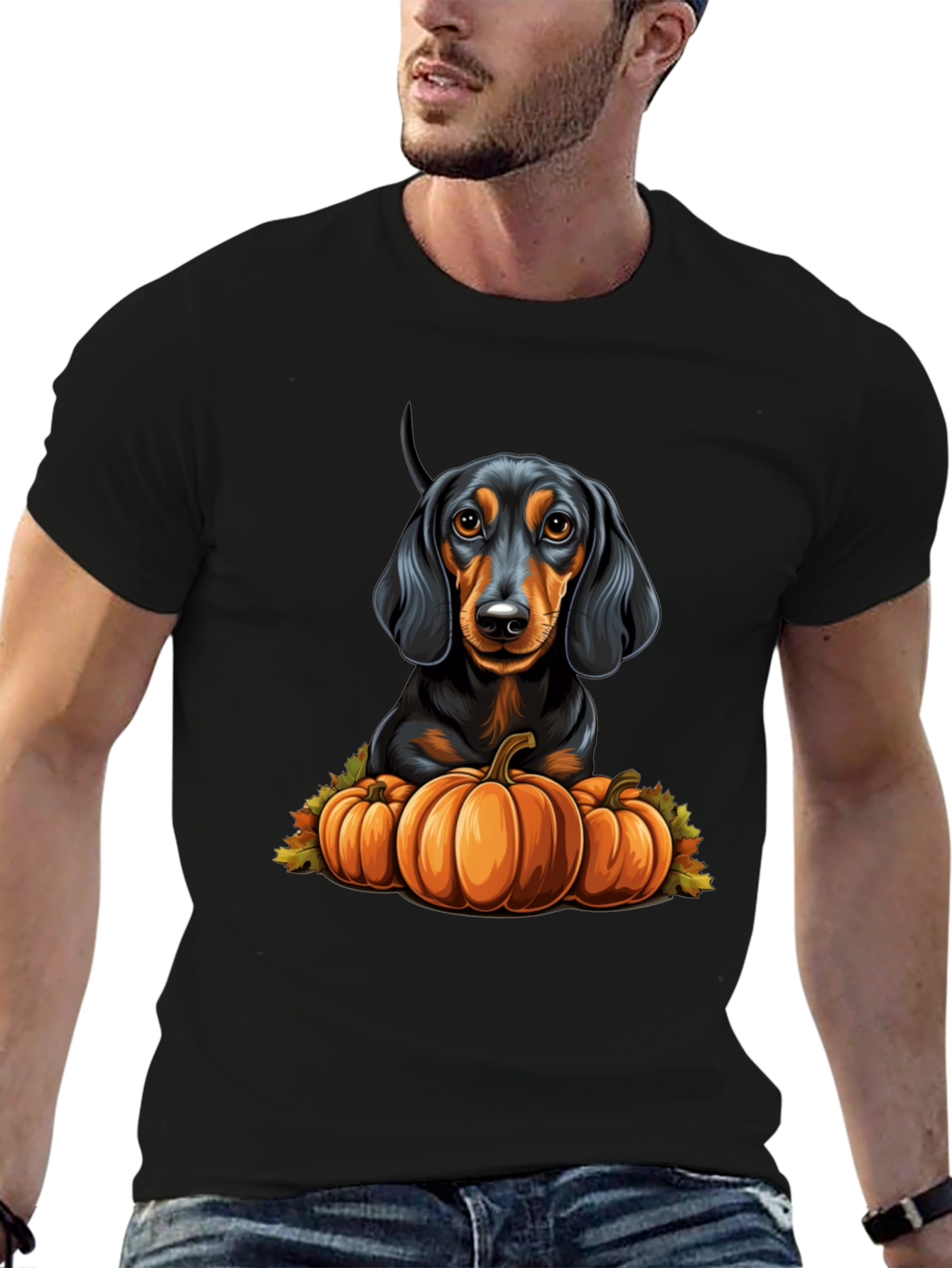 Dachshund Pumpkin T-Shirt - Autumn Dog Tee
