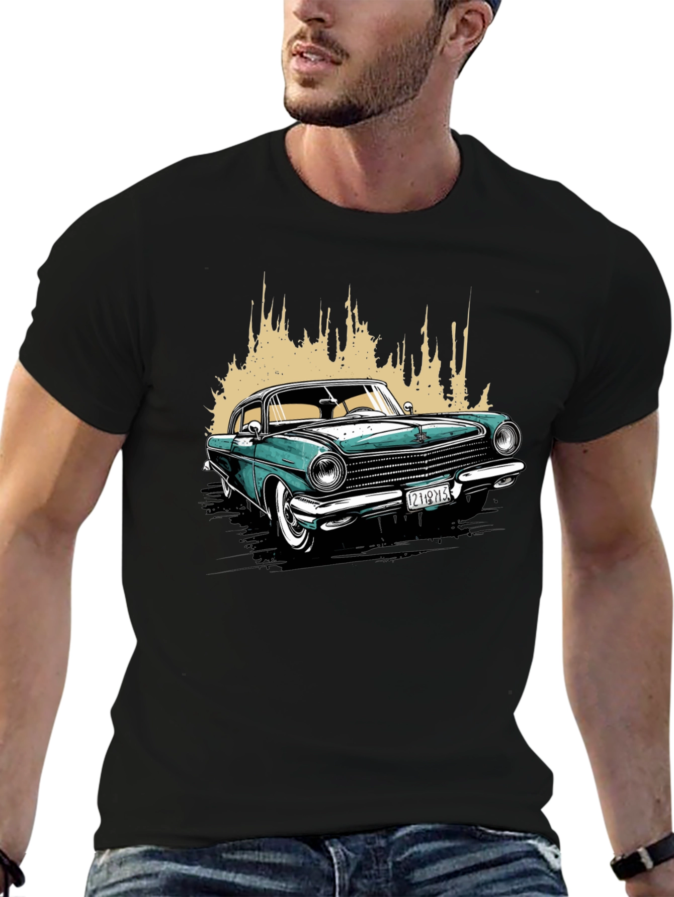 Classic Car Graphic T-Shirt - Black