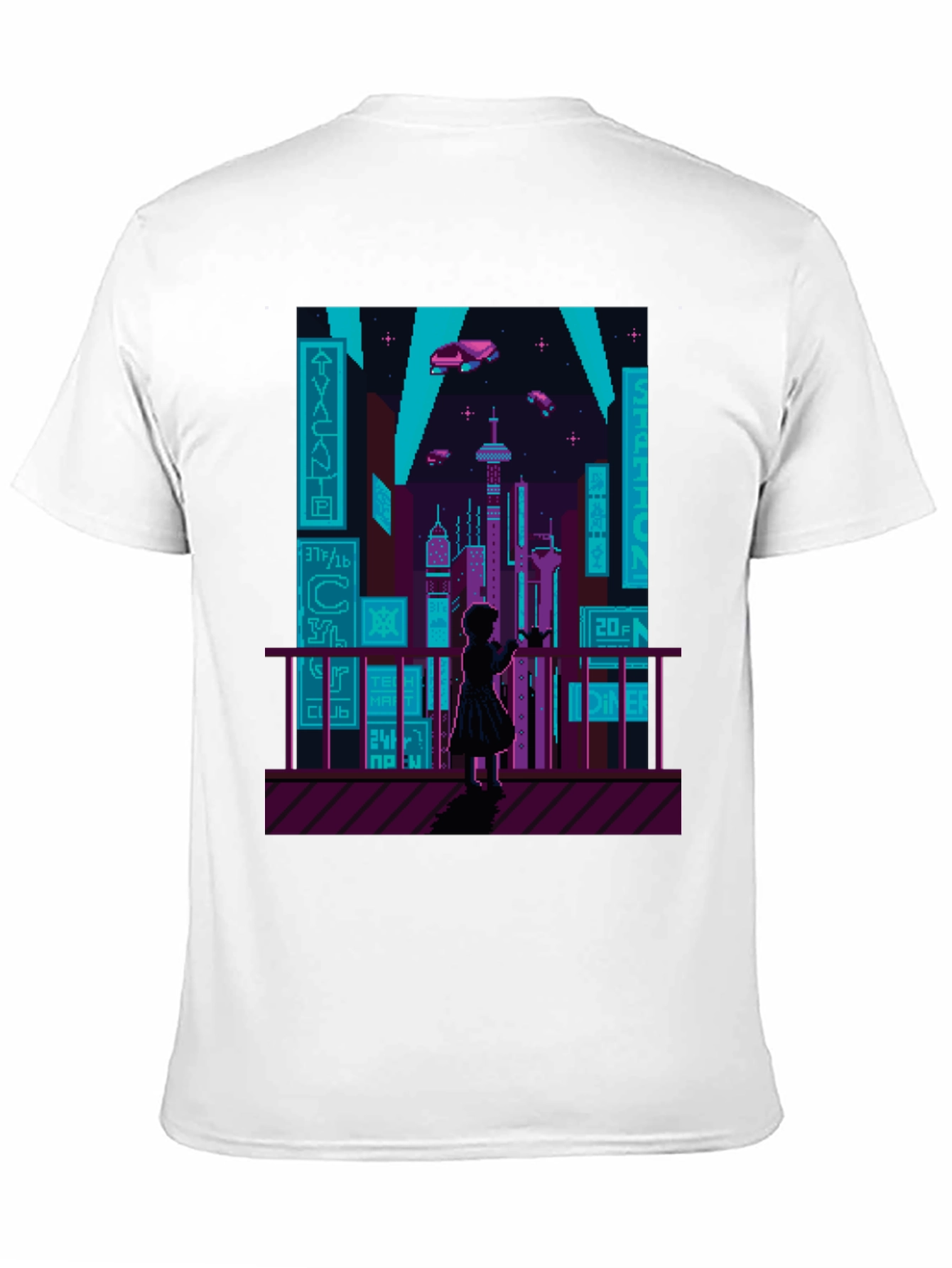 Retro Pixel Cyberpunk City T-Shirt