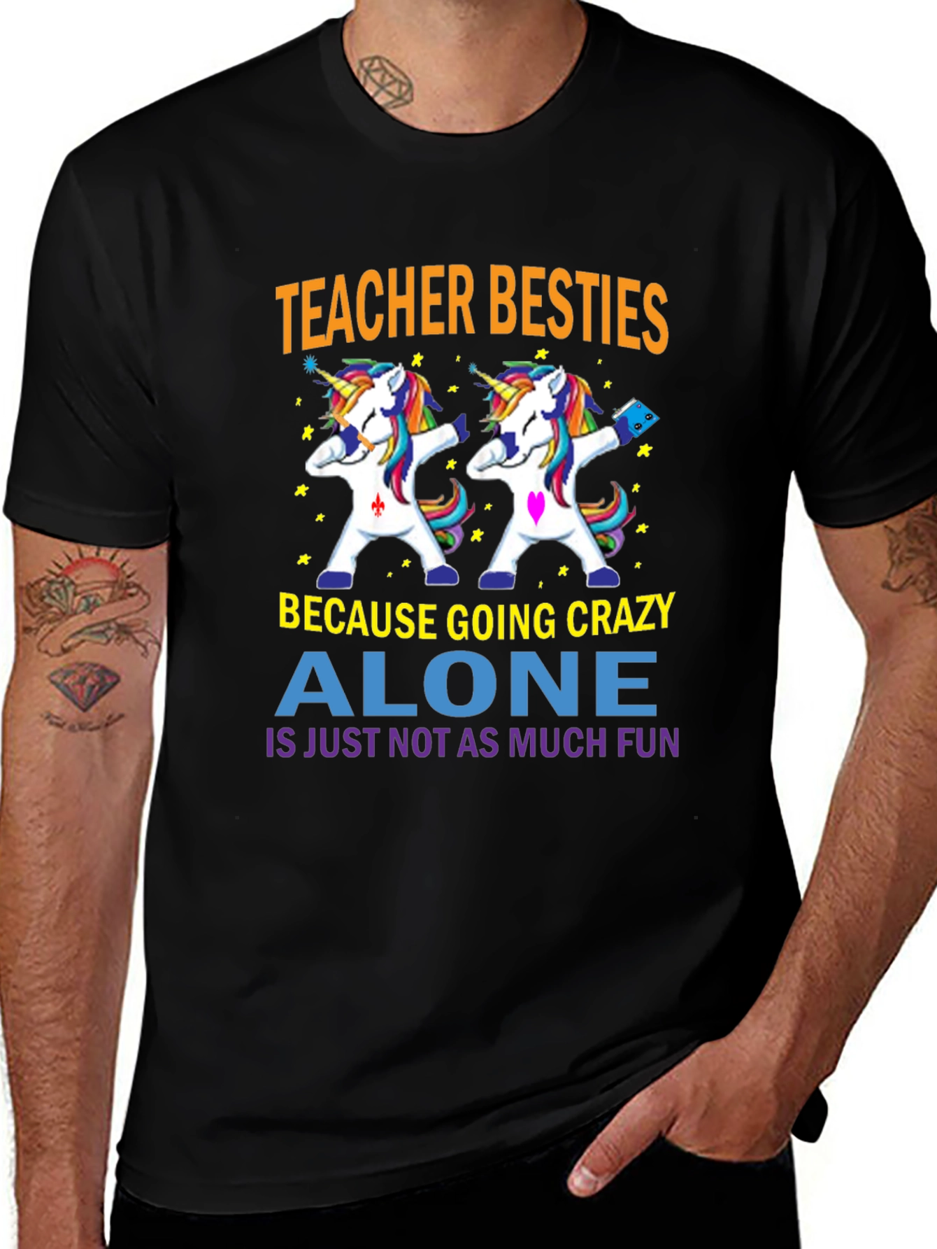 Teacher Besties Unicorn Dabbing T-Shirt