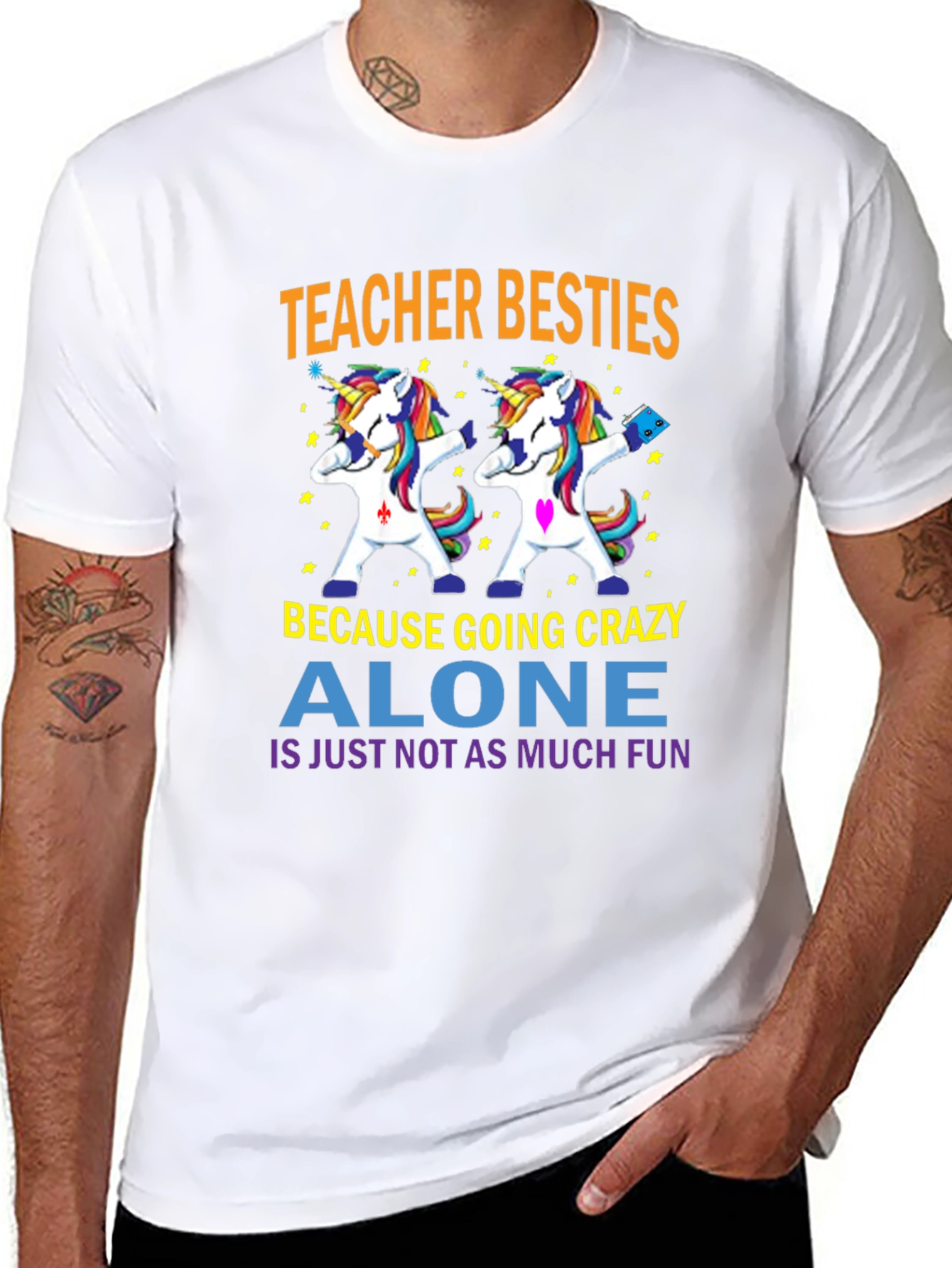 Teacher Besties Unicorn Dabbing T-Shirt