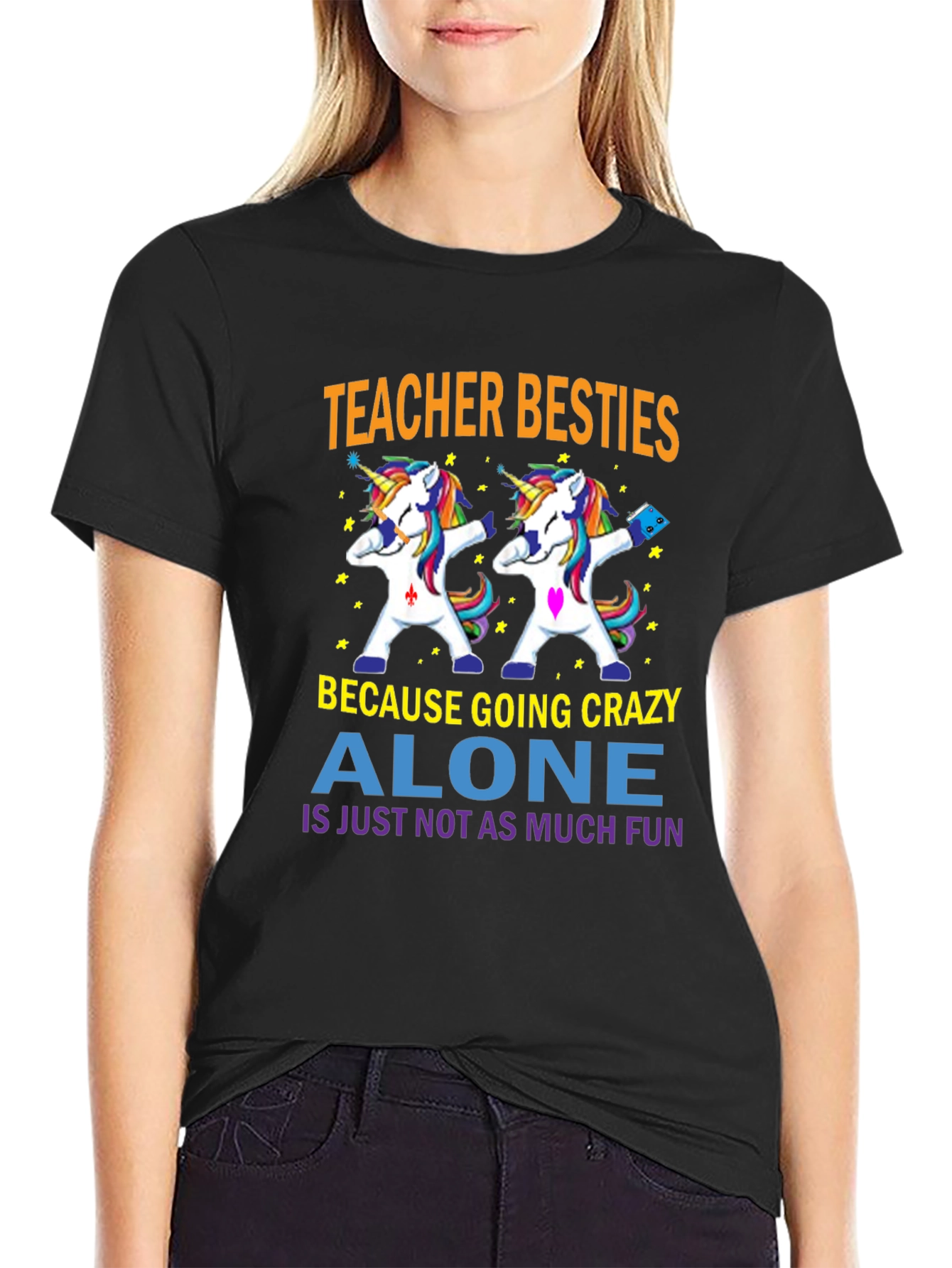 Teacher Besties Unicorn Dabbing T-Shirt
