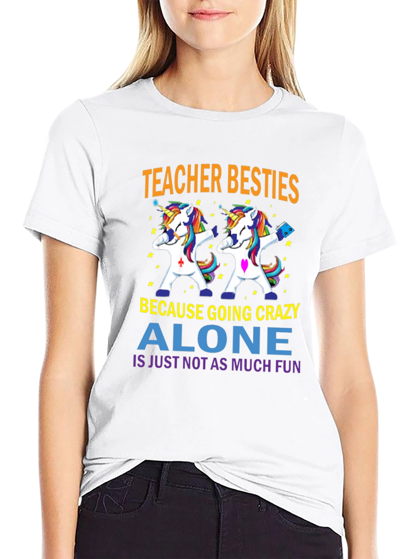 Teacher Besties Unicorn Dabbing T-Shirt