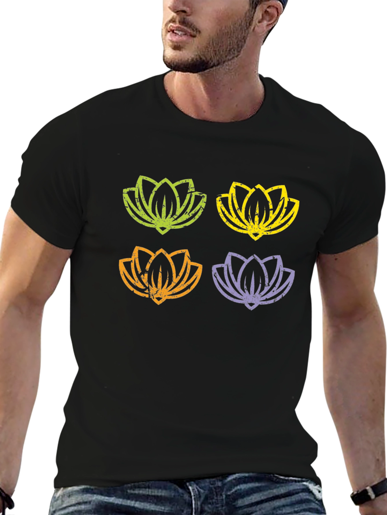 Lotus Flower T-Shirt - Black Graphic Tee