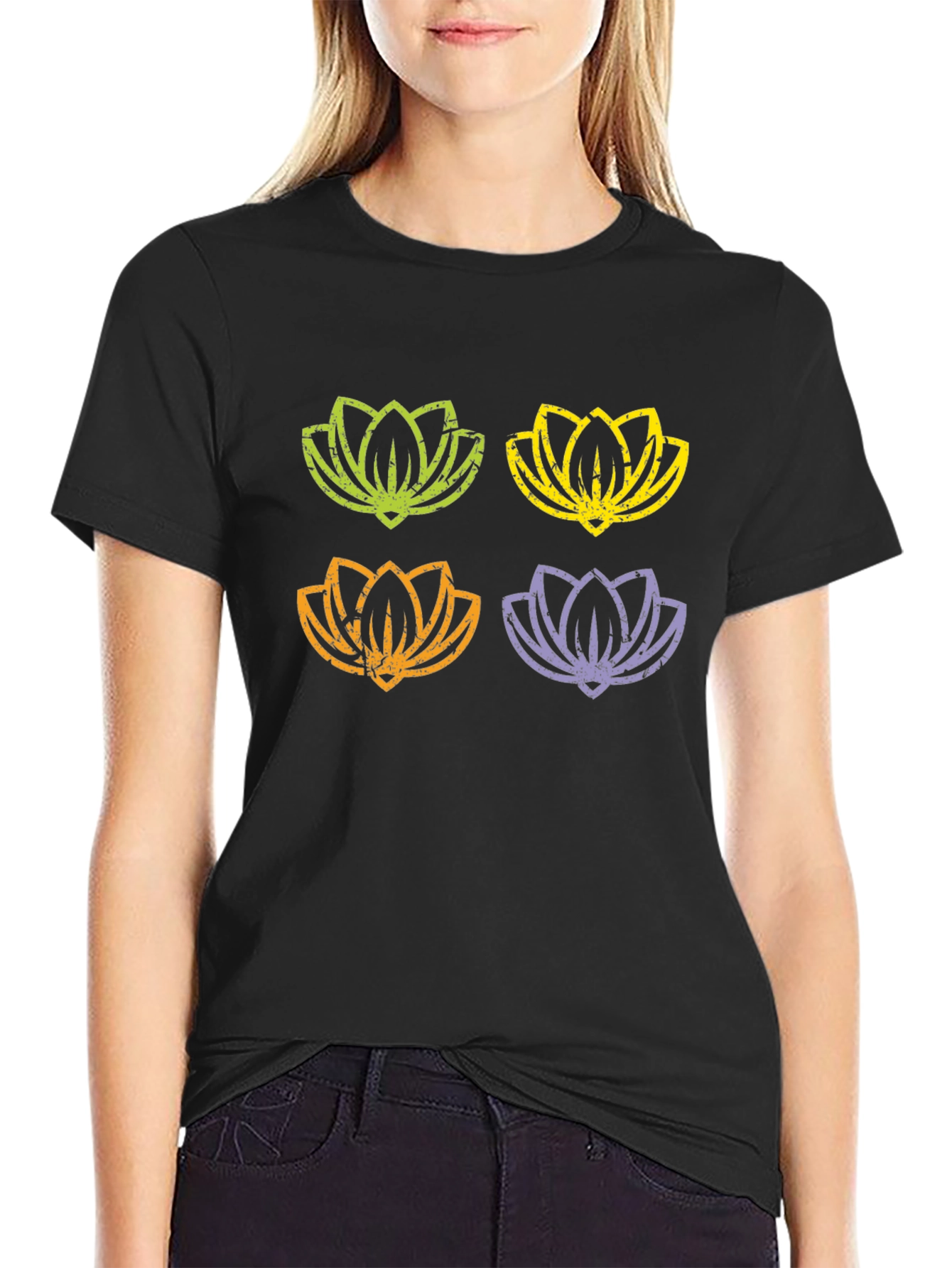 Lotus Flower T-Shirt - Black Graphic Tee