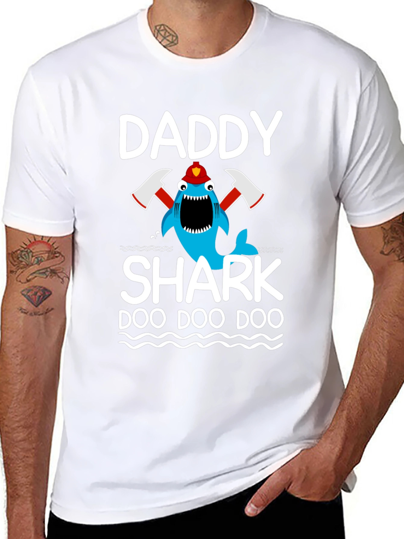 Daddy Shark Firefighter T-Shirt