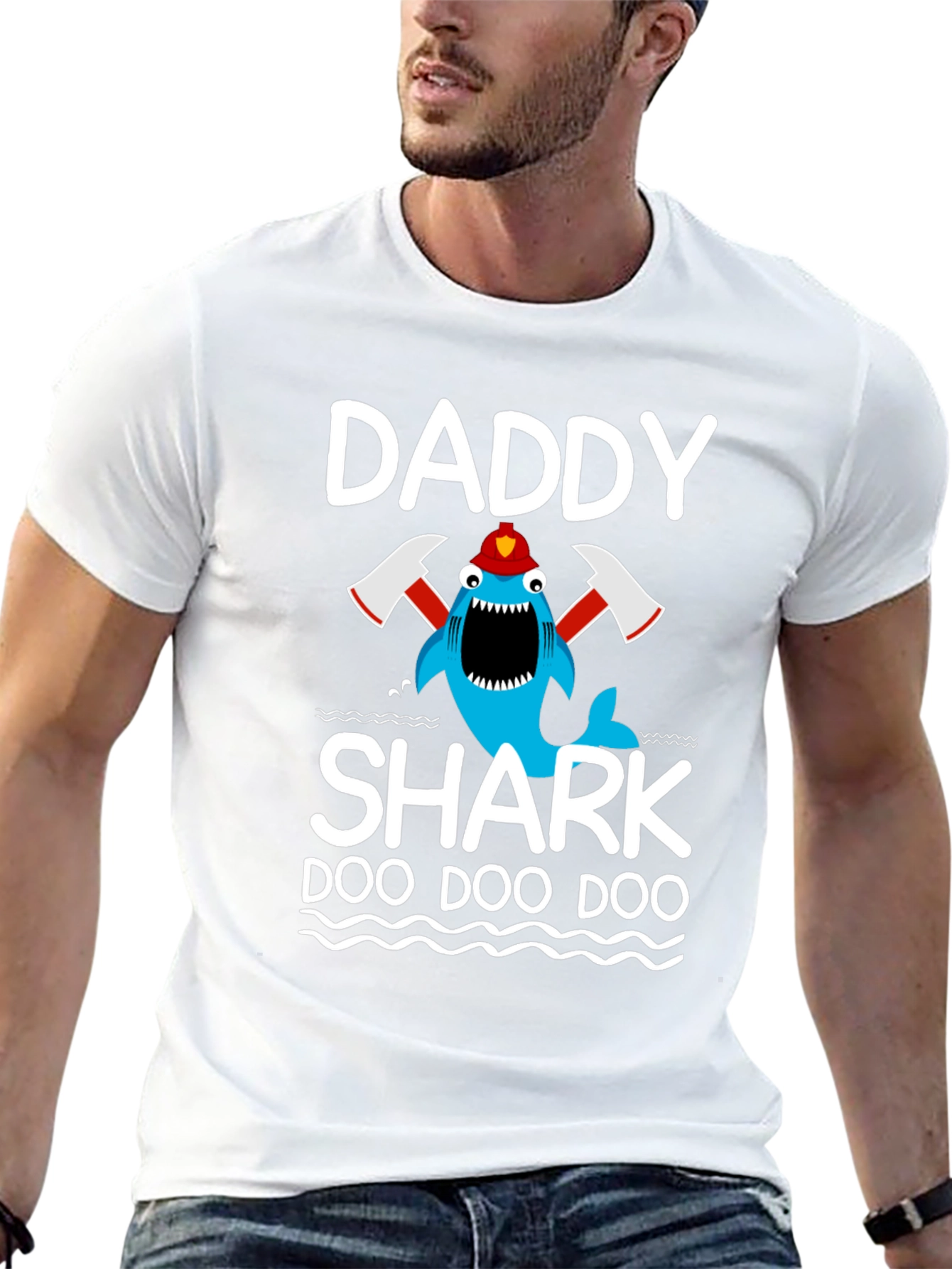 Daddy Shark Firefighter T-Shirt
