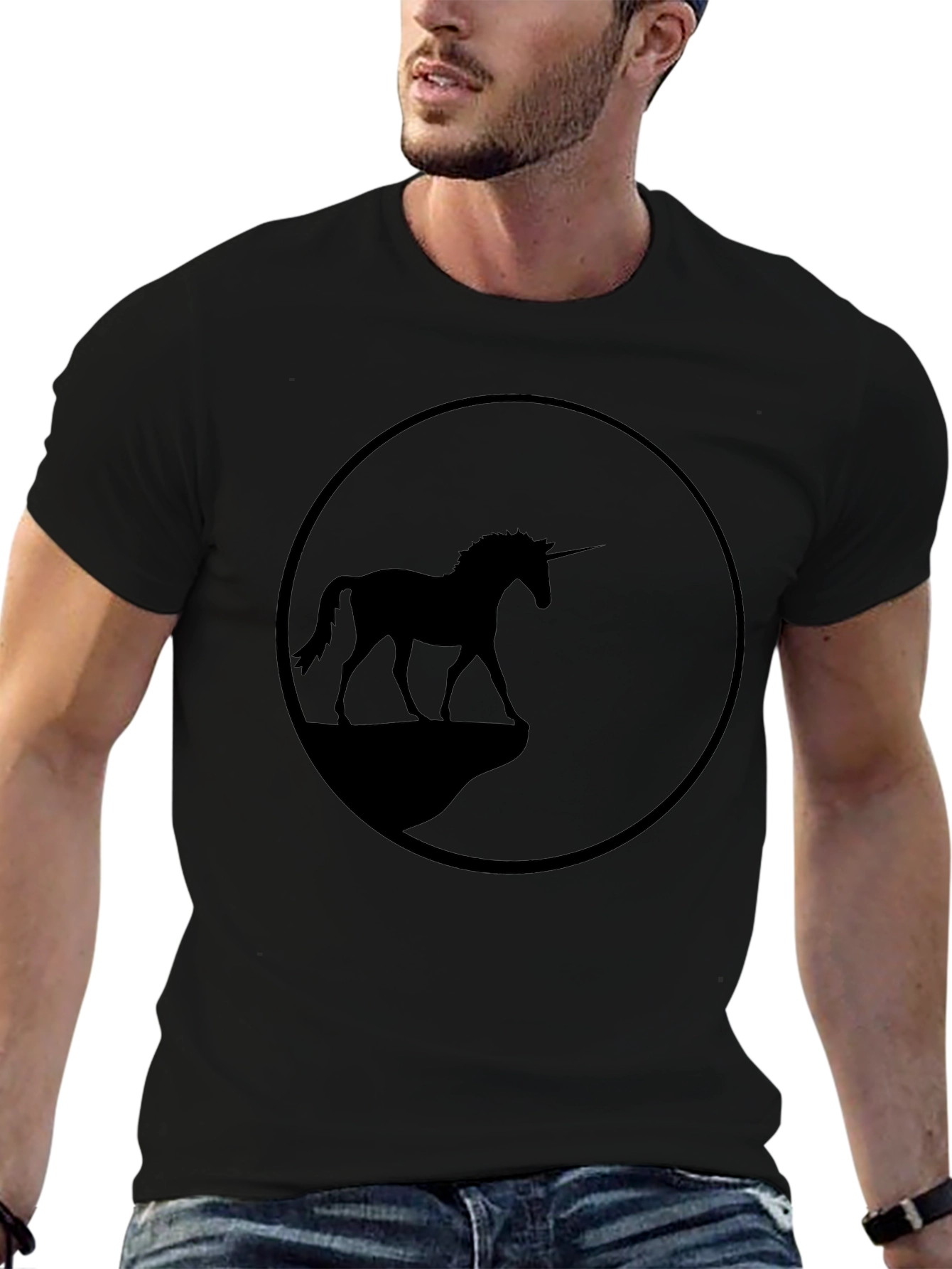Unicorn Silhouette Graphic Tee - Black