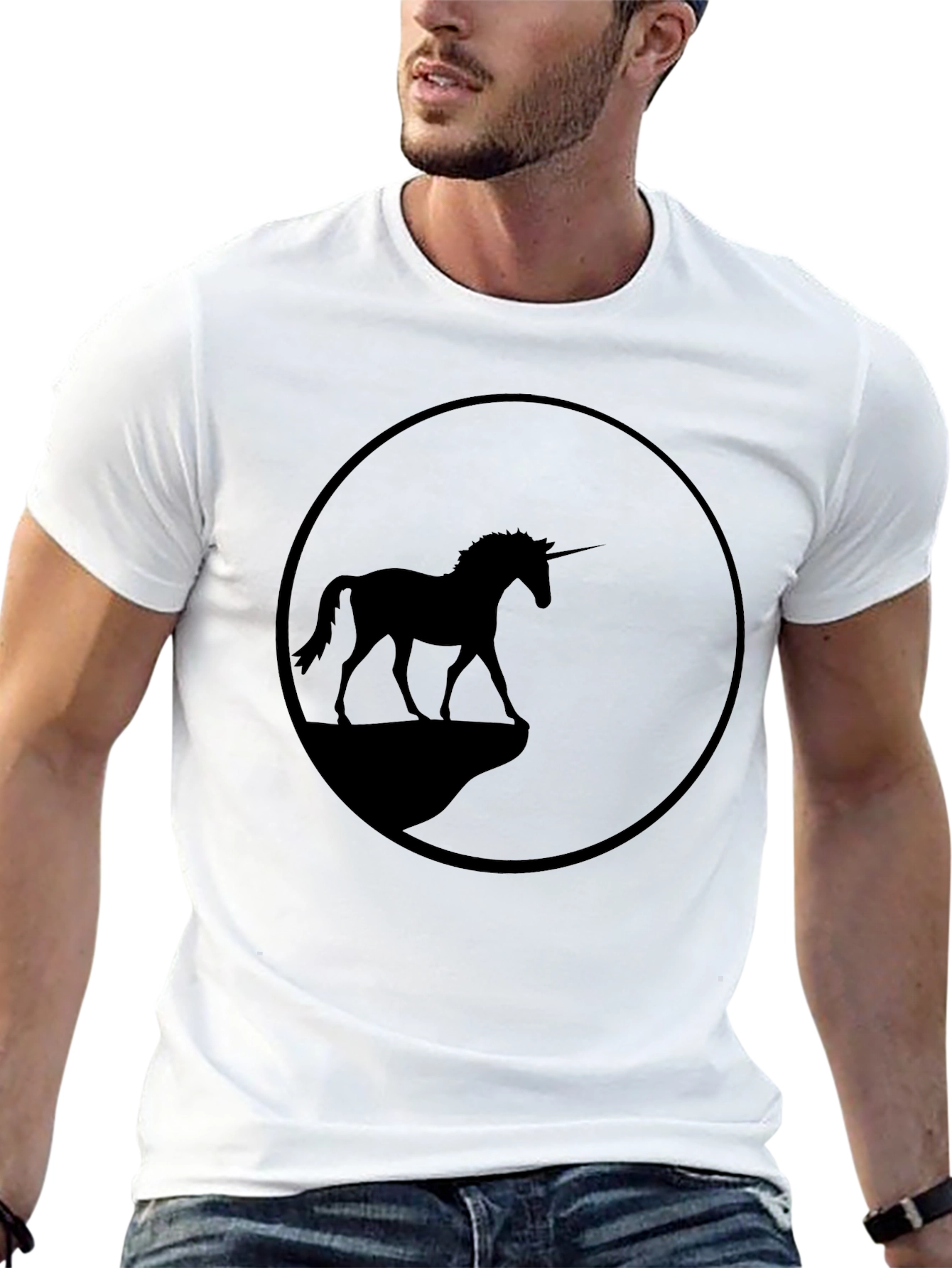 Unicorn Silhouette Graphic Tee - Black