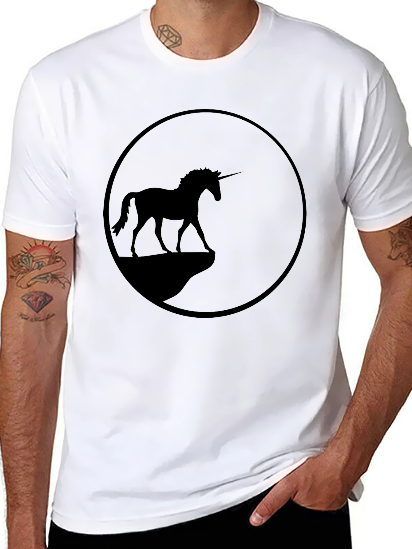 Unicorn Silhouette Graphic Tee - Black