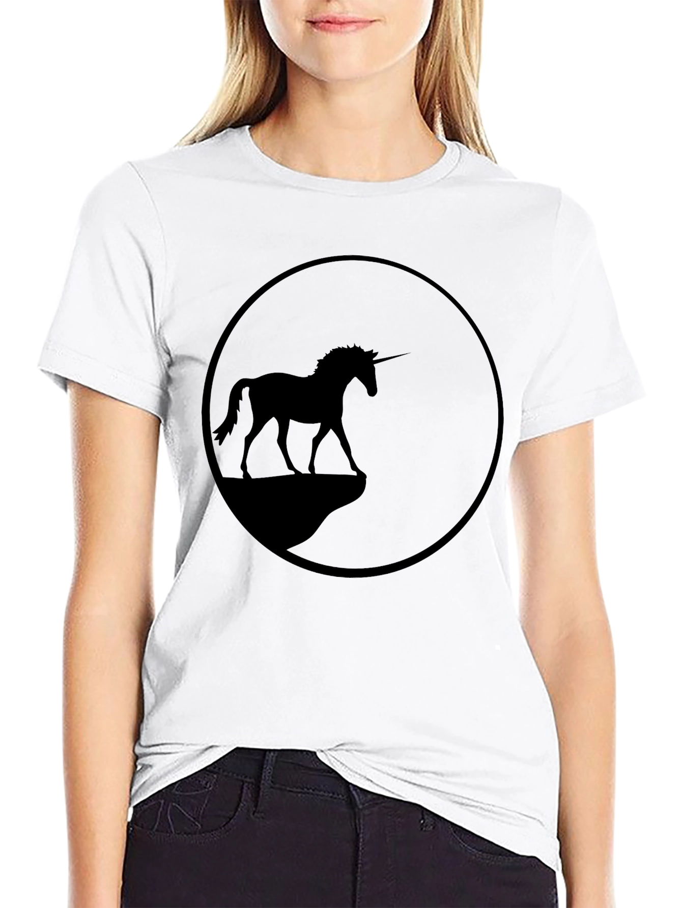 Unicorn Silhouette Graphic Tee - Black